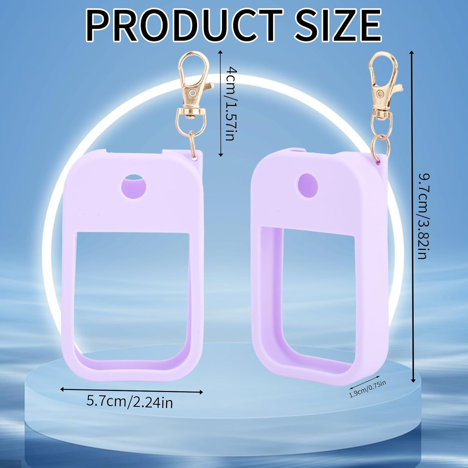2Pcs Silicone Case Compatible with Touchland Hand Sanitizer Spray 1 Fl. Oz, Portable Hand Sanitizer Spray Case Keychain Accessory for Women Travel (Purple, White) image number 5