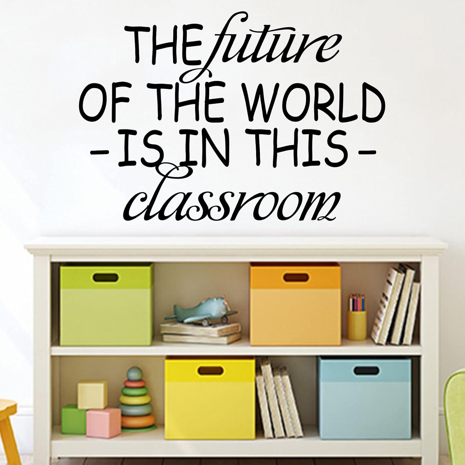 SEATUNE Inspirational Wall Decals, Classroom Wall Decals, Motivational Quotes School Nursery Playroom Positive Saying Home Vinyl Decor Art Stickers the Future of the World Is in This Classroom 19"X13" image number 2