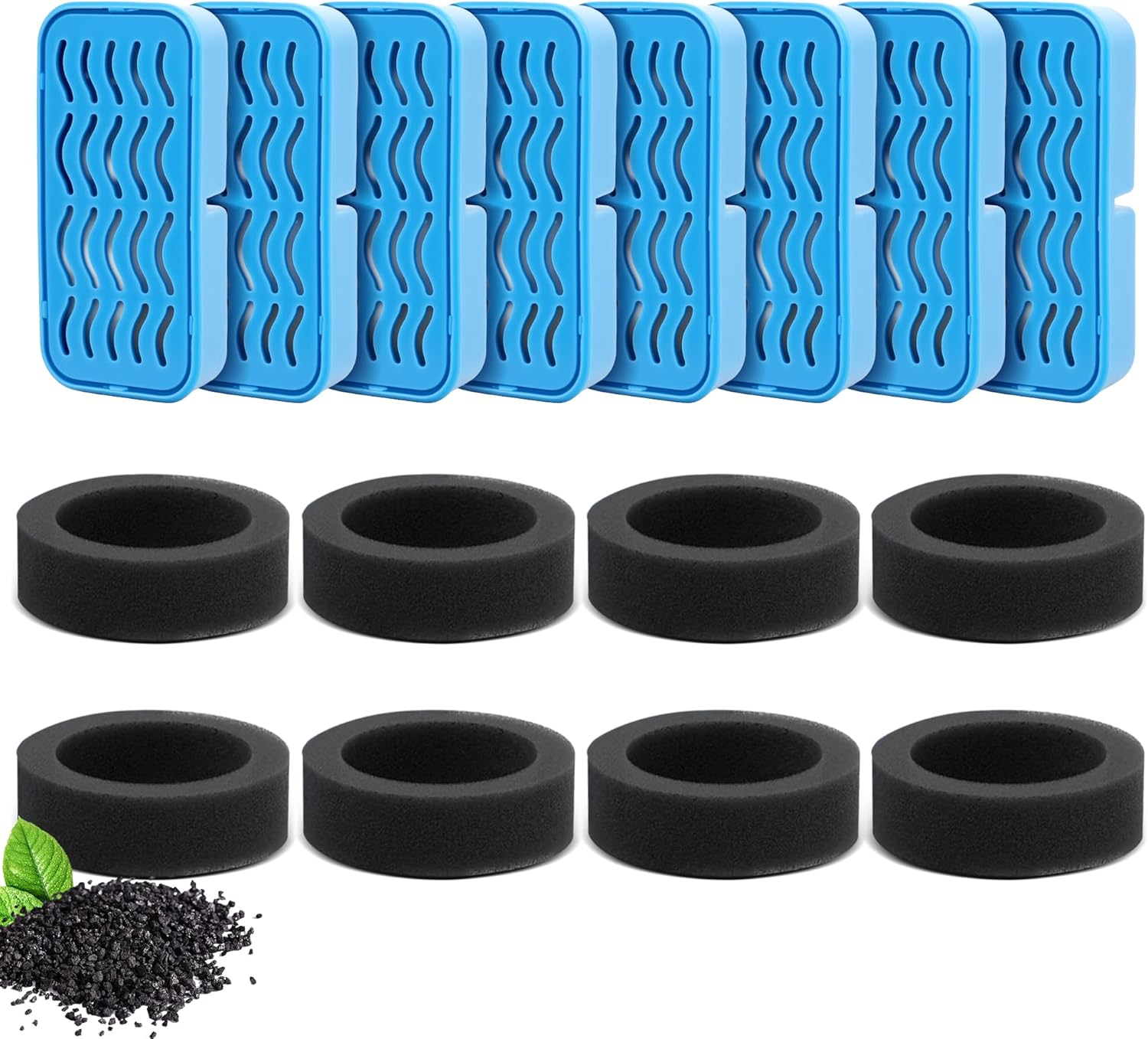 8 Pieces Filters + 8 Pieces Foam Filter for Cat Fountain - Triple Filtering with Activated Carbon & Sponge image number 4