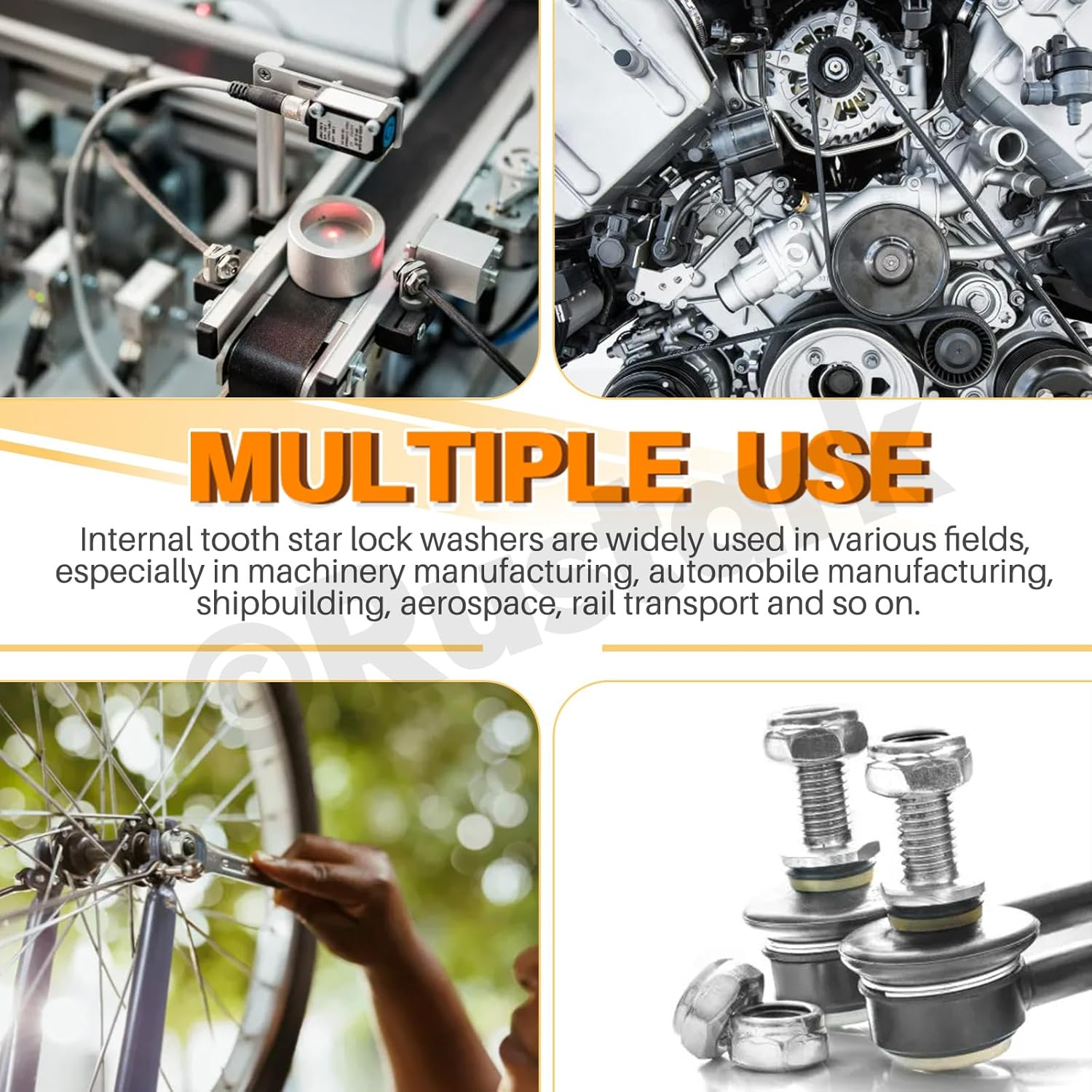 208Pcs M2-M12 9 Sizes Internal Tooth Star Lock Washers Assortment Kit, 304 Stainless Steel Quick Speed Locking Washers and Black Oxide Finish Push on Speed Washers Push on Locking Washer image number 4