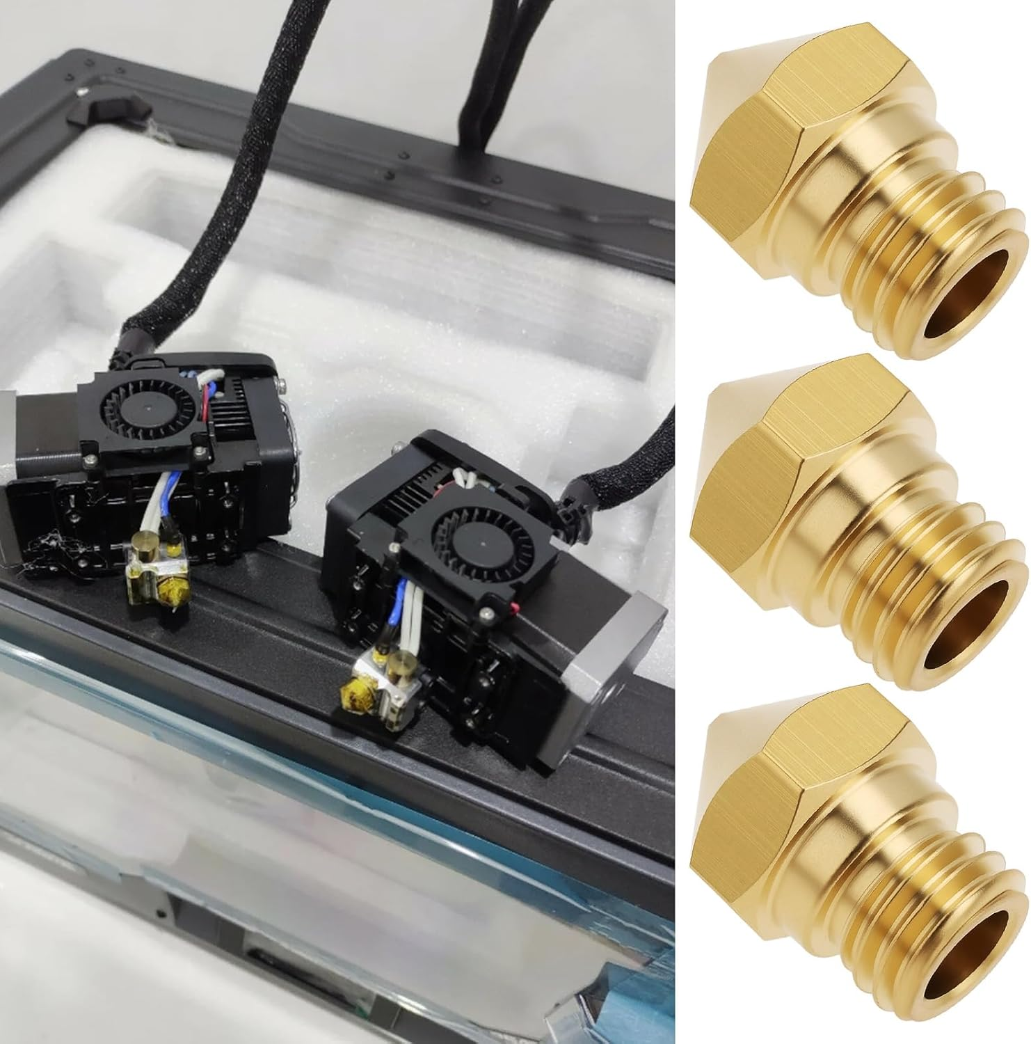 Emagtech 6Pcs 0.4Mm 3D Printer Brass Nozzle MK10 Nozzle M7/1.75Mm Compatible with Flashforge Finder Compatible with Creator Pro image number 1