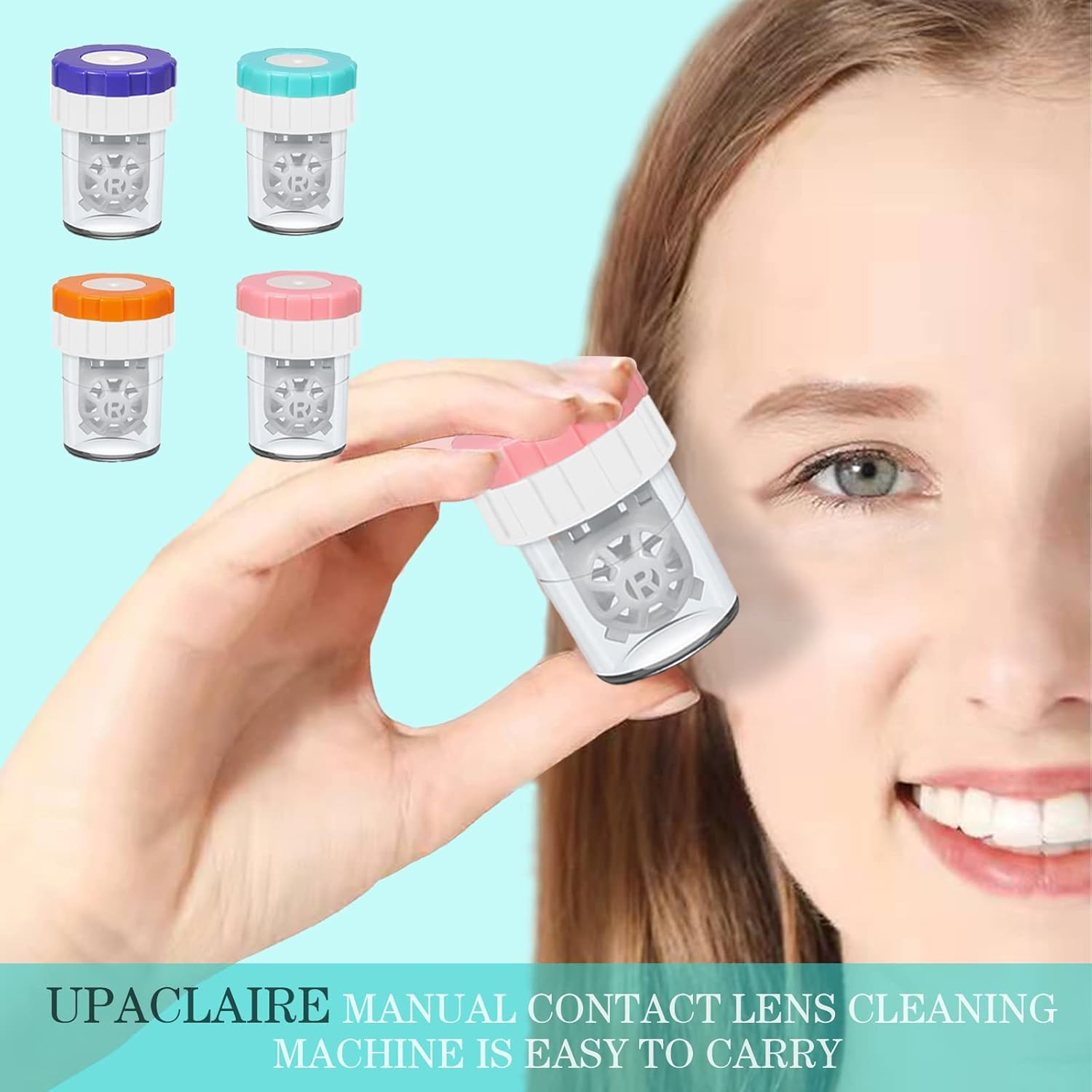 2 PCS Contacts Case Cleaner Machines, Upaclaire Daily Vision Care Manually Contact Lens Washer Cleaner Plastic image number 5