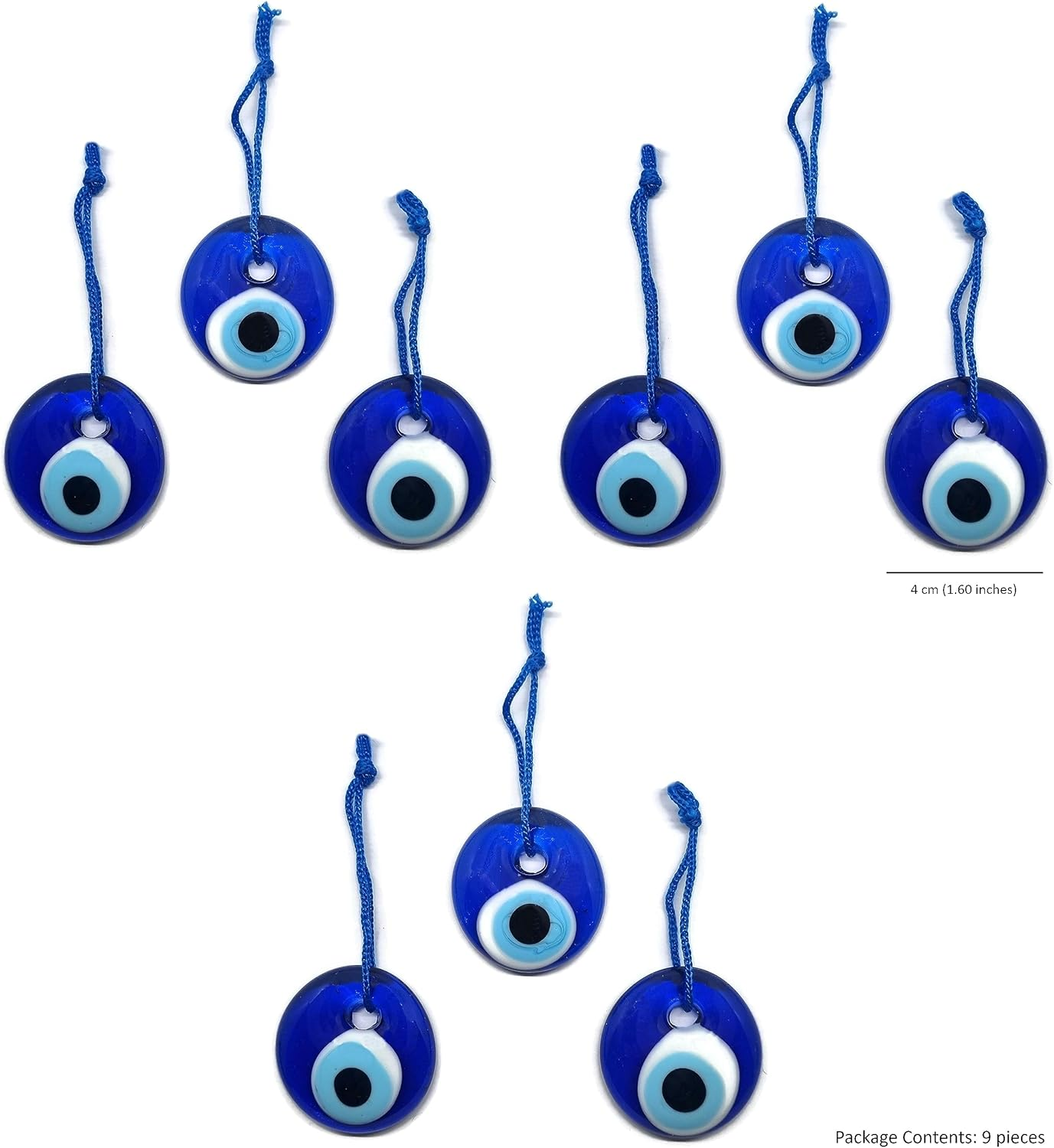 Turkish Eye Hanging Glass Evil Eye Blue Good Luck 4Cm Diameter with Water and Thread, Nazar Boncuk, Evil Eye (9) image number 3