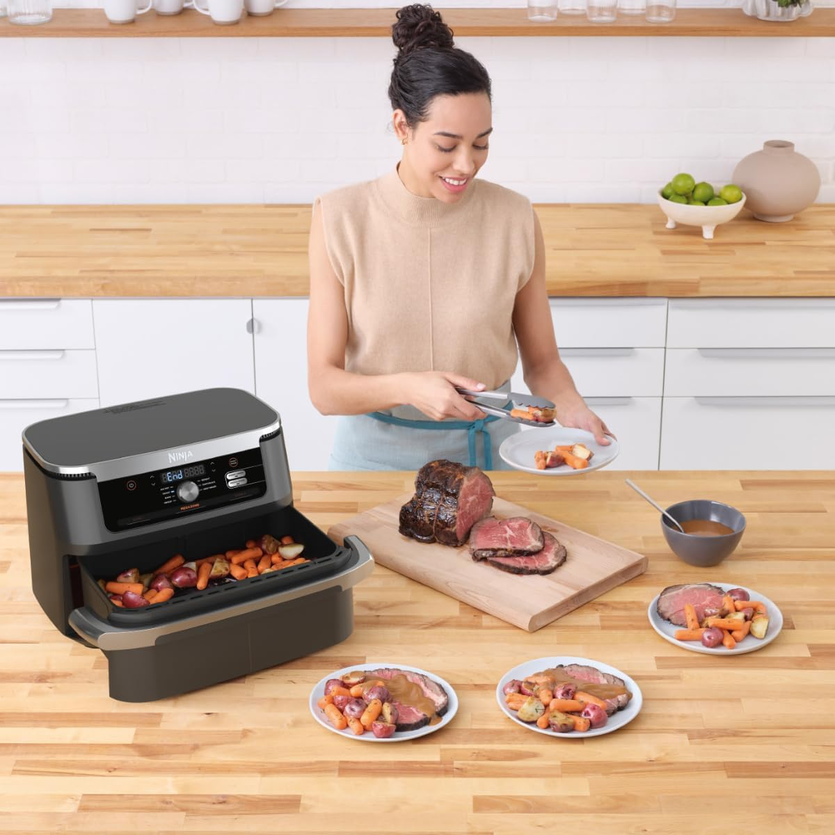Ninja XXXL Flexdrawer Air Fryer, 10.4L Extra Large Drawer with Removable Divider, Dual Zone Technology, 7 Functions, Non Stick, AF500ANZ, Black image number 1