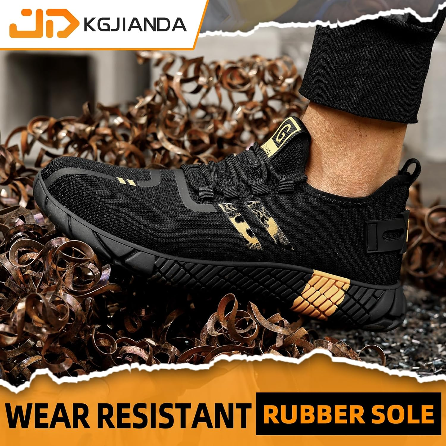 KGJIANDA Steel Toe Shoes for Men Breathable and Lightweight Safety Shoes Indestructible Construction Shoes