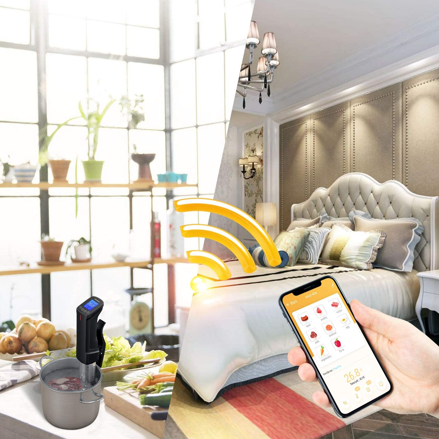 Inkbird WIFI Sous Vide Precision Cooker AU Plug ISV-100W 1000W Stainless Steel Thermal Immersion Circulator with Recipe Digital Interface Precise Temperature and Timer for Kitchen Food Slow