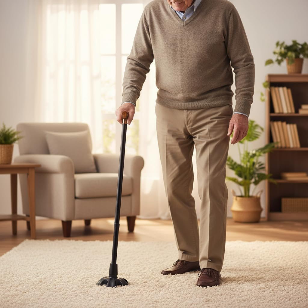 Self-Standing Cane Tip with 6 Anti-Slip Feet, Universal 3/4 Inch Replacement Base for Walking Canes, Reduces Wrist Fatigue and Prevents Falls image number 5