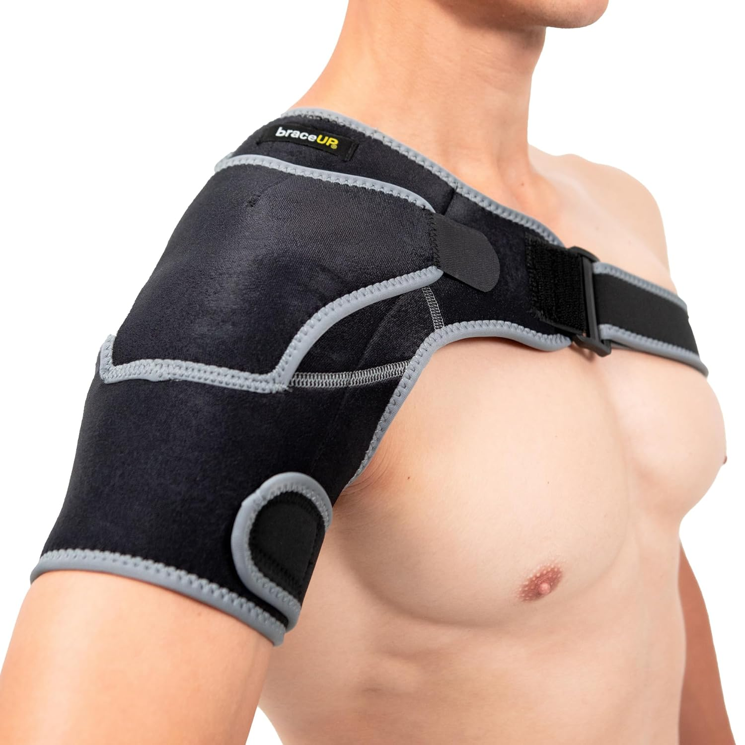 Braceup Shoulder Brace with Adjustable Support and Ice Pad Pocket for Pain Relief, Rotator Cuff Recovery, and Injury Prevention - Ideal for Men and Women, One Size Fits Most image number 2