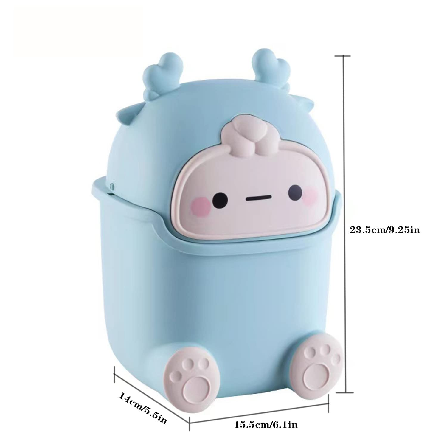 Plastic Trash Can Creative Mini Desktop Trash Can with Lid Small Home Office Cleaning Trash Desktop Storage Bin with 50 Trash Bags (Green) image number 5