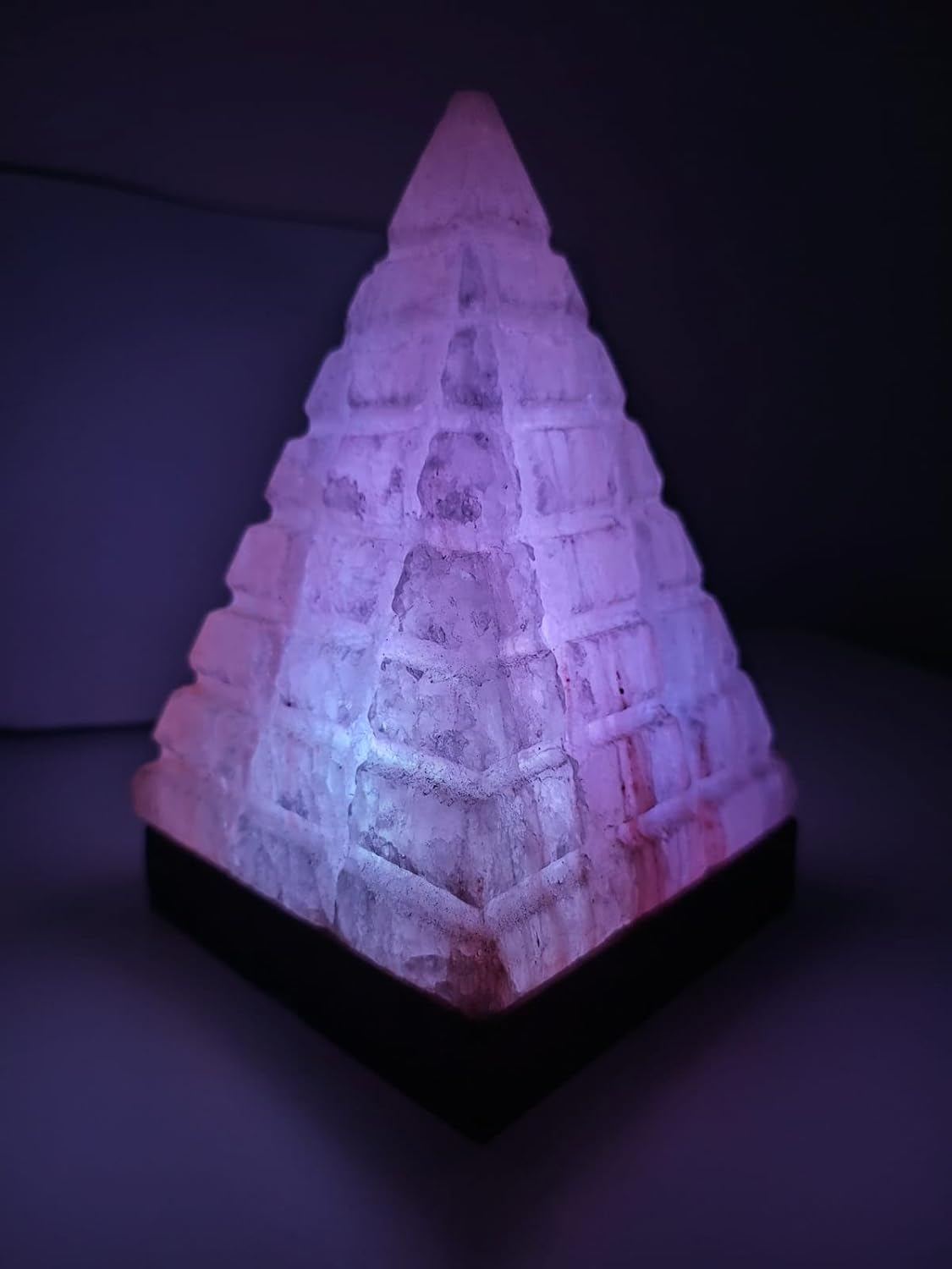 2-3 KG Premium Multi-Colour Cubical Cut Pyramid Salt Lamp 100% Authentic, Handcrafted from Beautifully Hand Craft Cubical Cut Pyramid Shape Lamp Comes with Complete Electric Fitting image number 3
