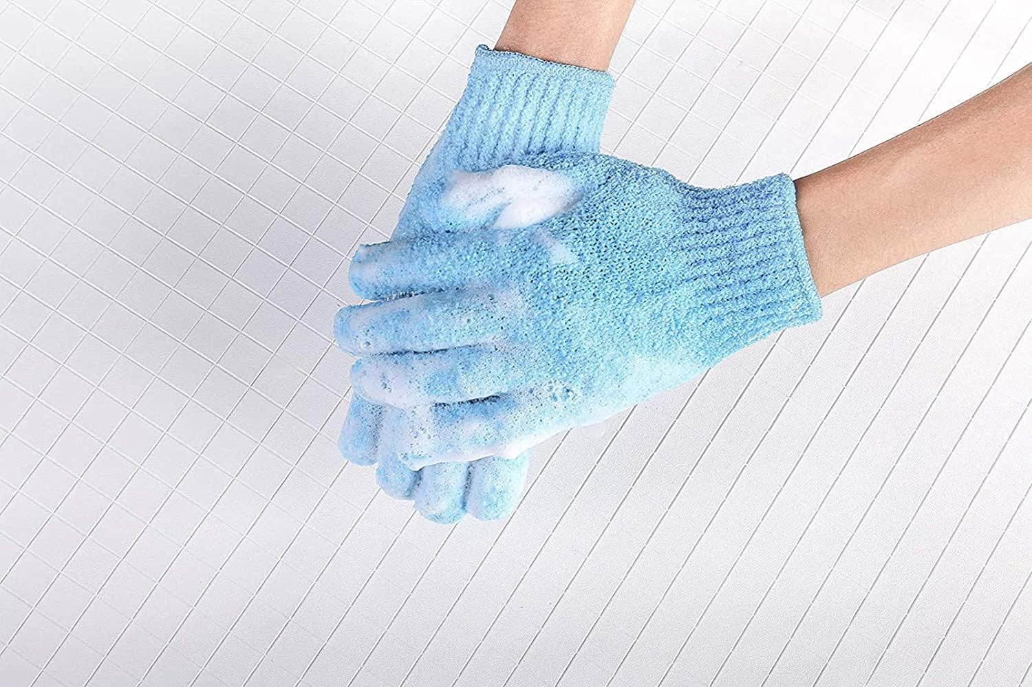 7 Pairs Double Sided Exfoliating Gloves Body Scrubber Scrubbing Glove Bath Mitts Scrubs for Shower, Body Spa Massage Dead Skin Cell Remover, 7 Colors image number 3