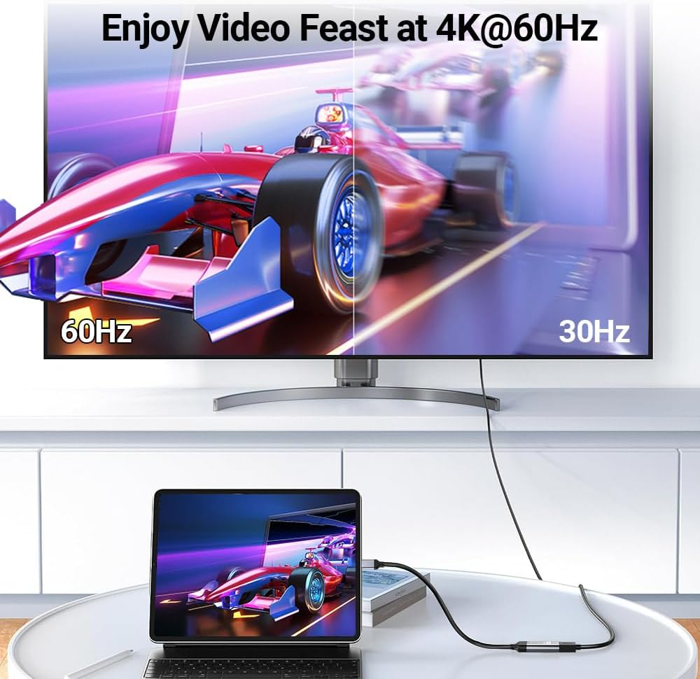 AHGEIIY USB C to HDMI Adapter Cable 4K@60Hz, HDMI to USB C Adapter Aluminum Type C Thunderbolt 4/3 Converter for Iphone 16/15 Pro Max plus Ipad Mini Air Macbook Pro Galaxy S24 Ultra Imac XPS 17 image number 1