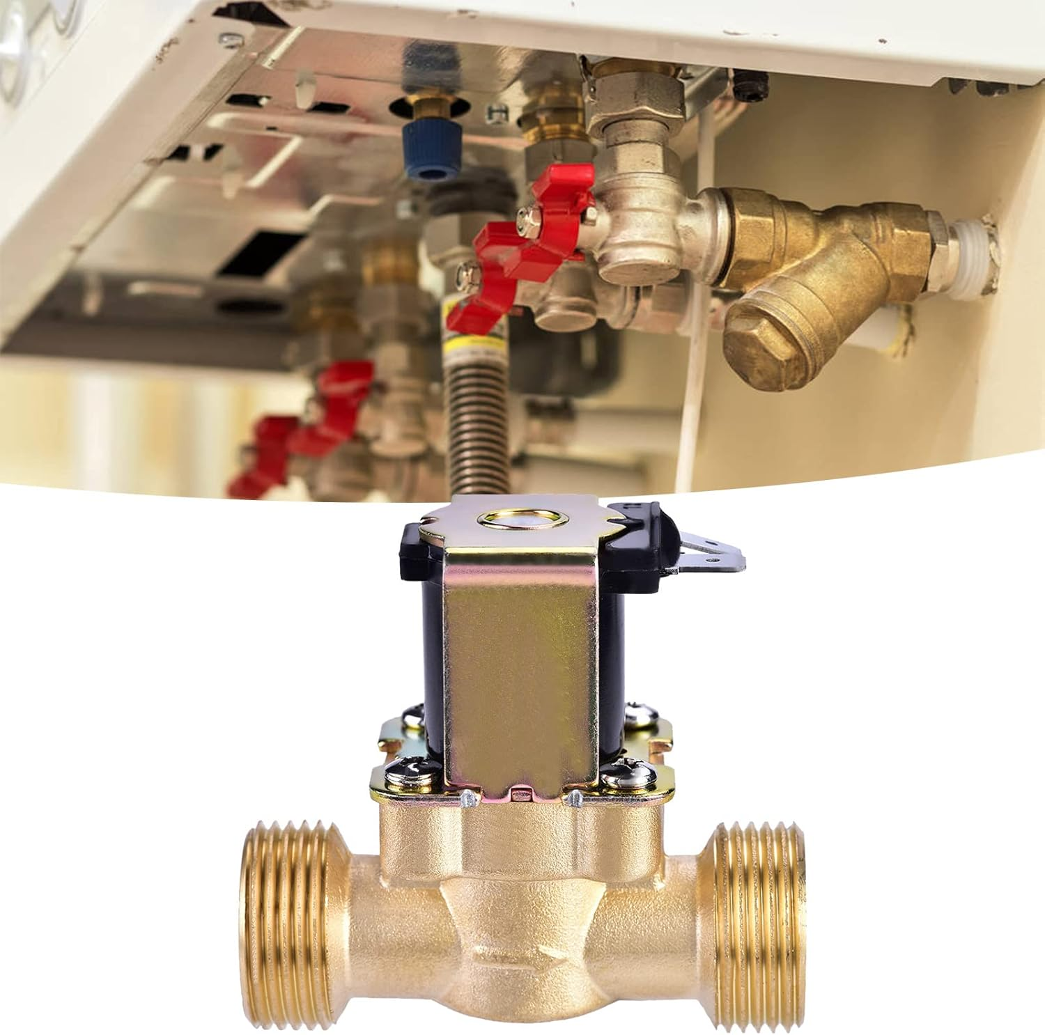 3/4 Brass Electric Solenoid Valve, DC 24V Normally Closed Water Inlet Switch Quick Connect Water Solenoid Valve Electric Solenoid Magnetic Valve for Water Control image number 2