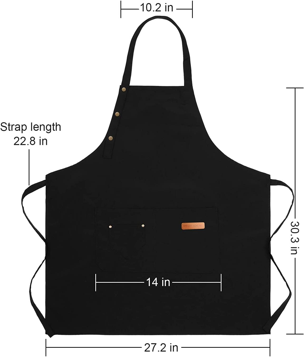 Apron for Men Women with Adjustable Straps and Large Pockets, Canvas Cotton Cooking Kitchen Chef Bib Aprons for Painting Pottery Ceramics Waterproof and Washable