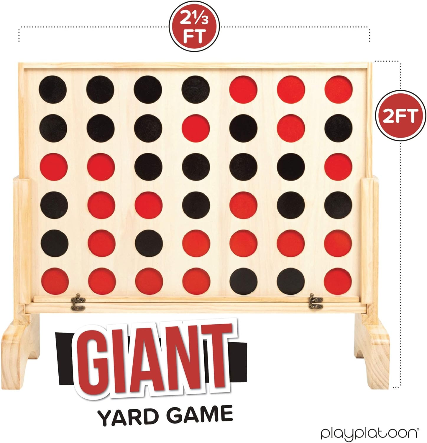 Play Platoon Giant Wooden Drop 4 Outdoor Game - Four in a Row Wins - Black  White image number 7