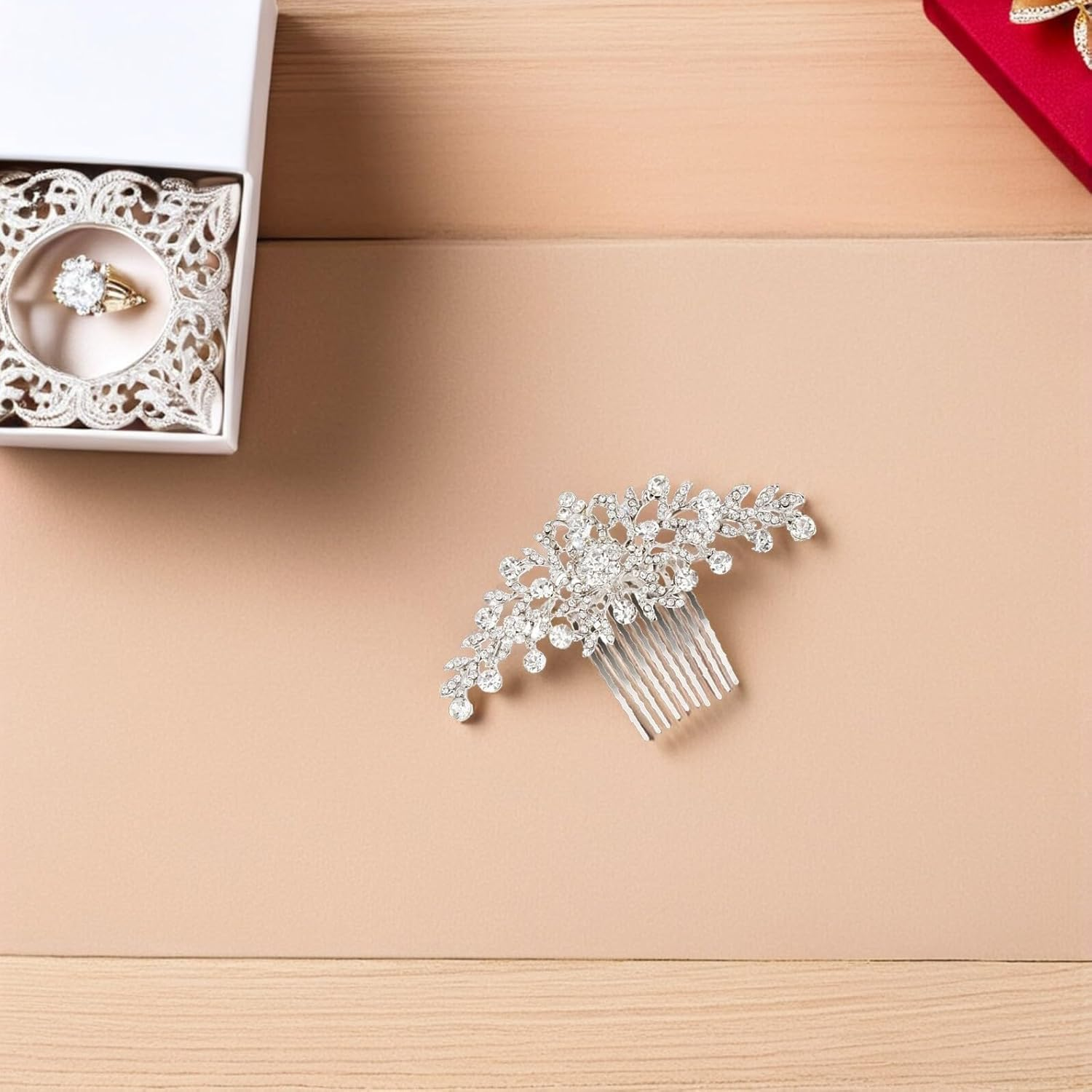 POPETPOP Hair Clip with Diamonds Vintage Silver Hair Side Combs Hair Comb Made of Silver Vintage Alloy Wedding Hair Comb with Rhinestone Beads Rhinestone Comb Wedding Dress Women'S Hair Pin