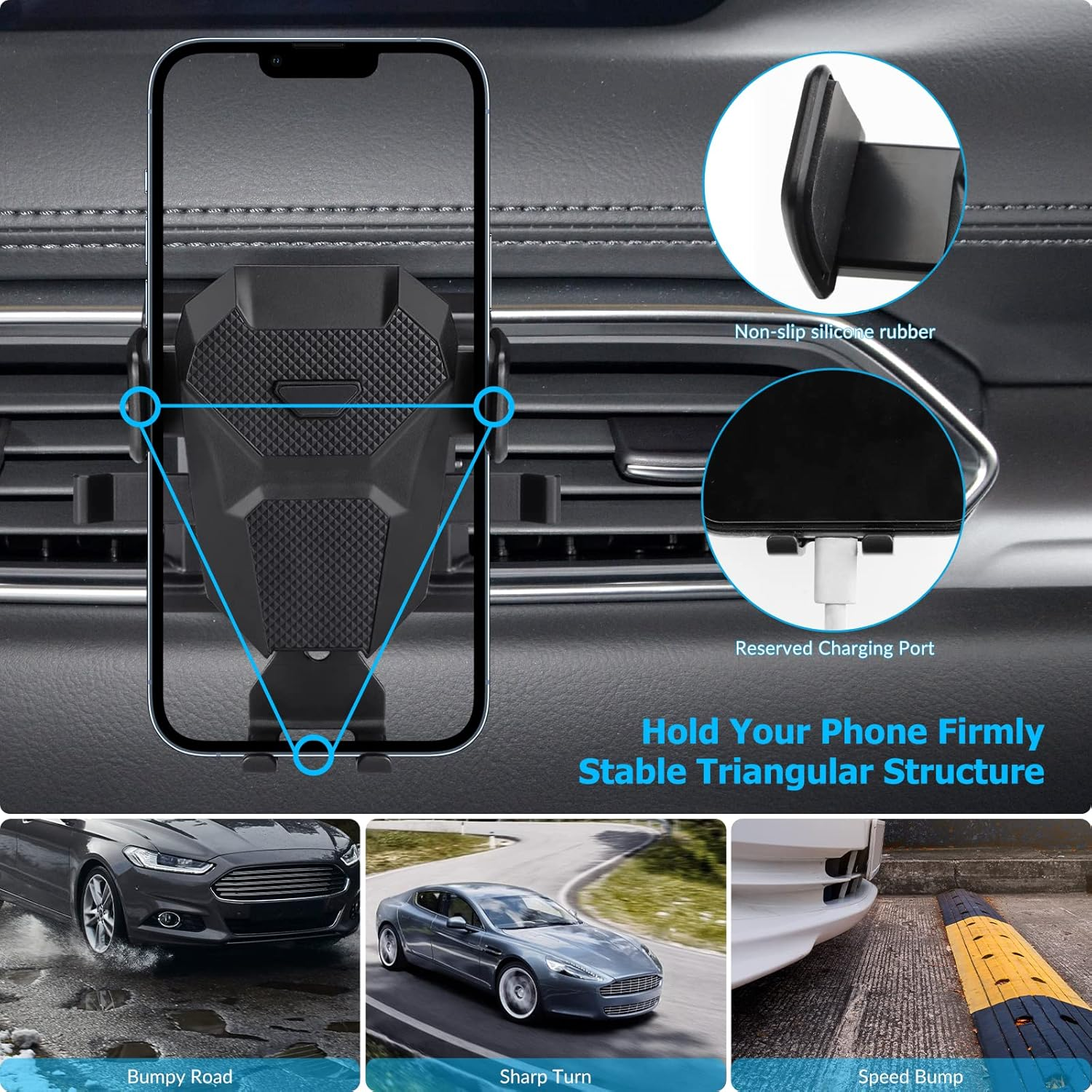 DLOVEG Car Phone Holder Mount for Mazda CX-5 2023-2022, 2023 Accessories, Compatible with 4.5-7.5 Inch Smartphones, Black image number 1