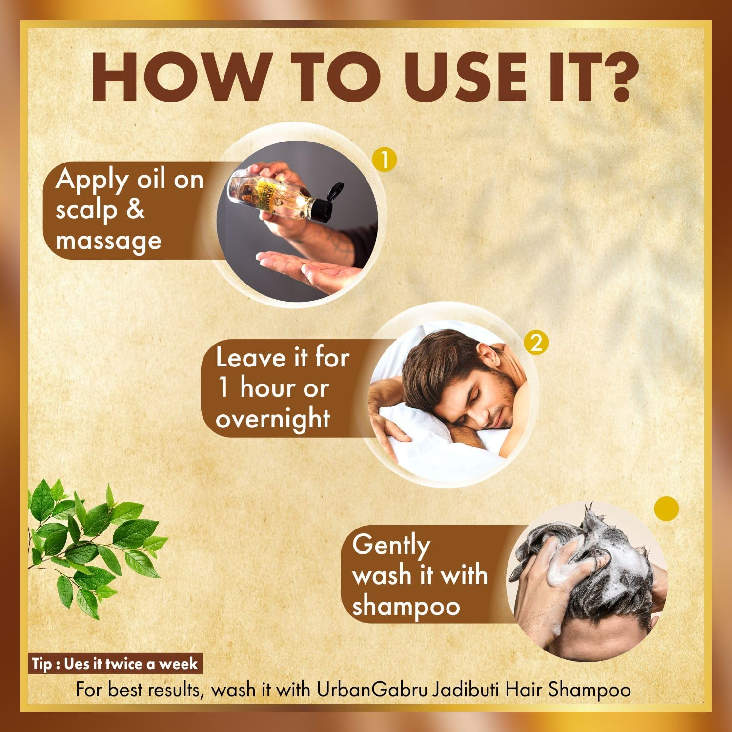 Urbangabru Ayurvedic Jadibuti Hair Oil for Hair Fall Control and Hair Growth with Natural Herb - 200 Ml image number 3