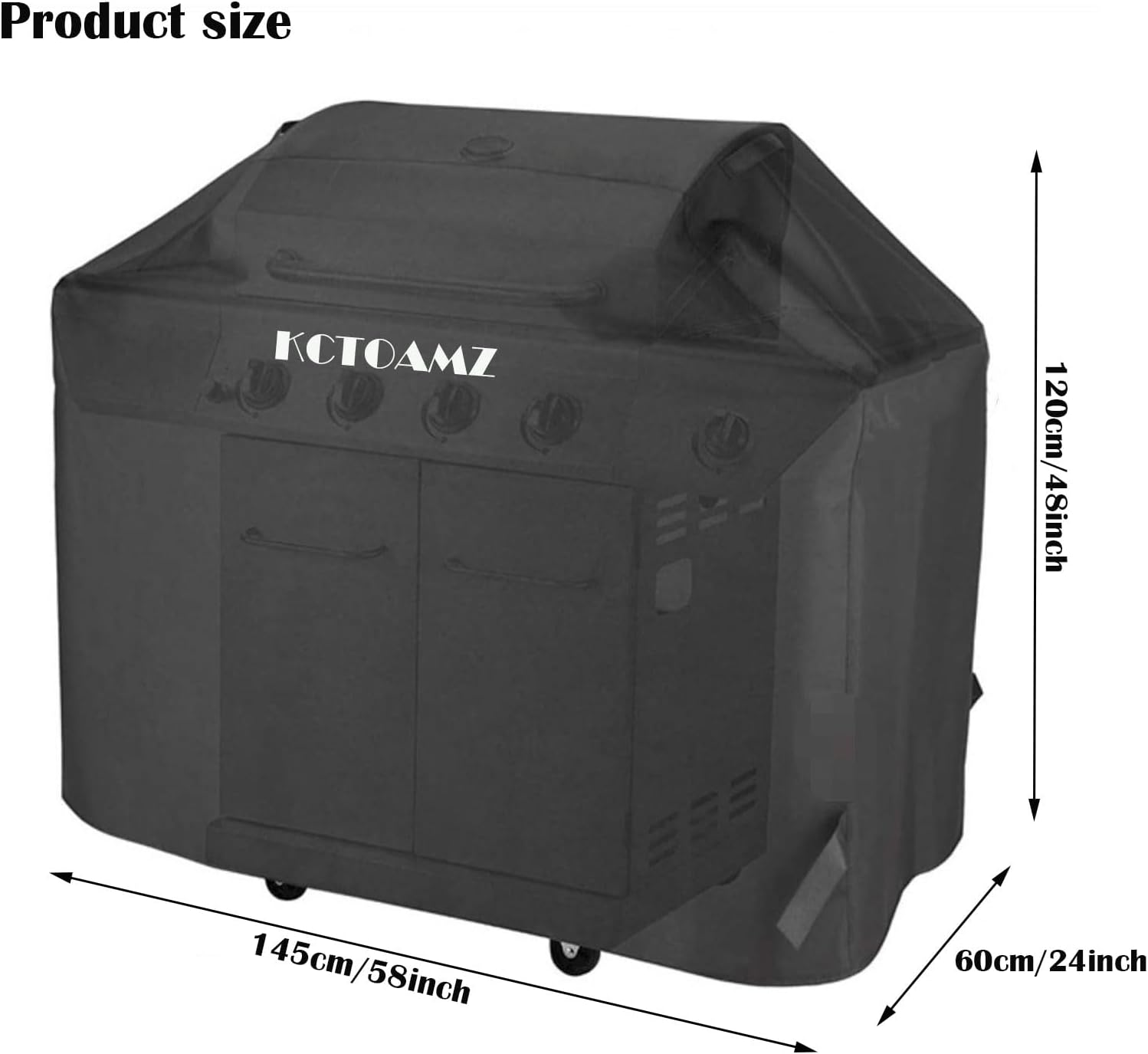 58 Inch Heavy Duty BBQ Grill Cover, Waterproof & UV Resistant Universal Outdoor Barbecue Cover, Fade Proof Grill Accessories for Most Gas/Charcoal Grills (Black) image number 6