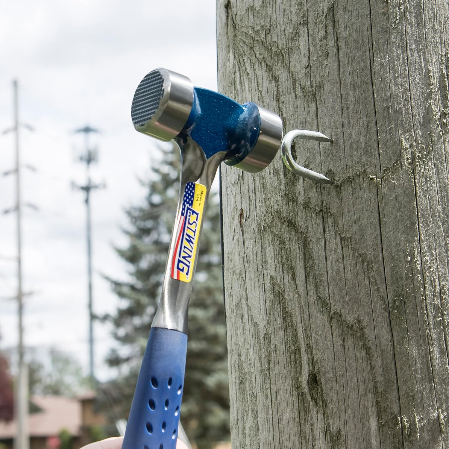 Estwing Lineman'S Hammer - 40 Oz Electrical Utility Tool with Smooth/Milled Face & Shock Reduction Grip - E3-40LM image number 4