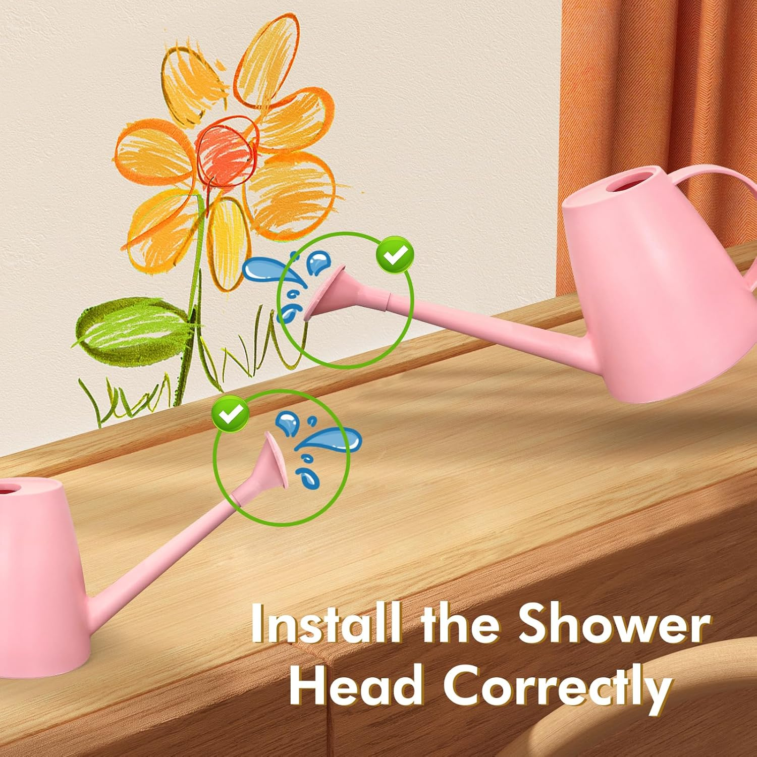 Watering Can for Indoor Outdoor Plants, Modern Small Watering Cans with Removable Nozzle, Long Spout Watering Can for Indoor Bonsai Plants Garden Flowers 1/2 Gallon 1.8L 60OZ image number 4