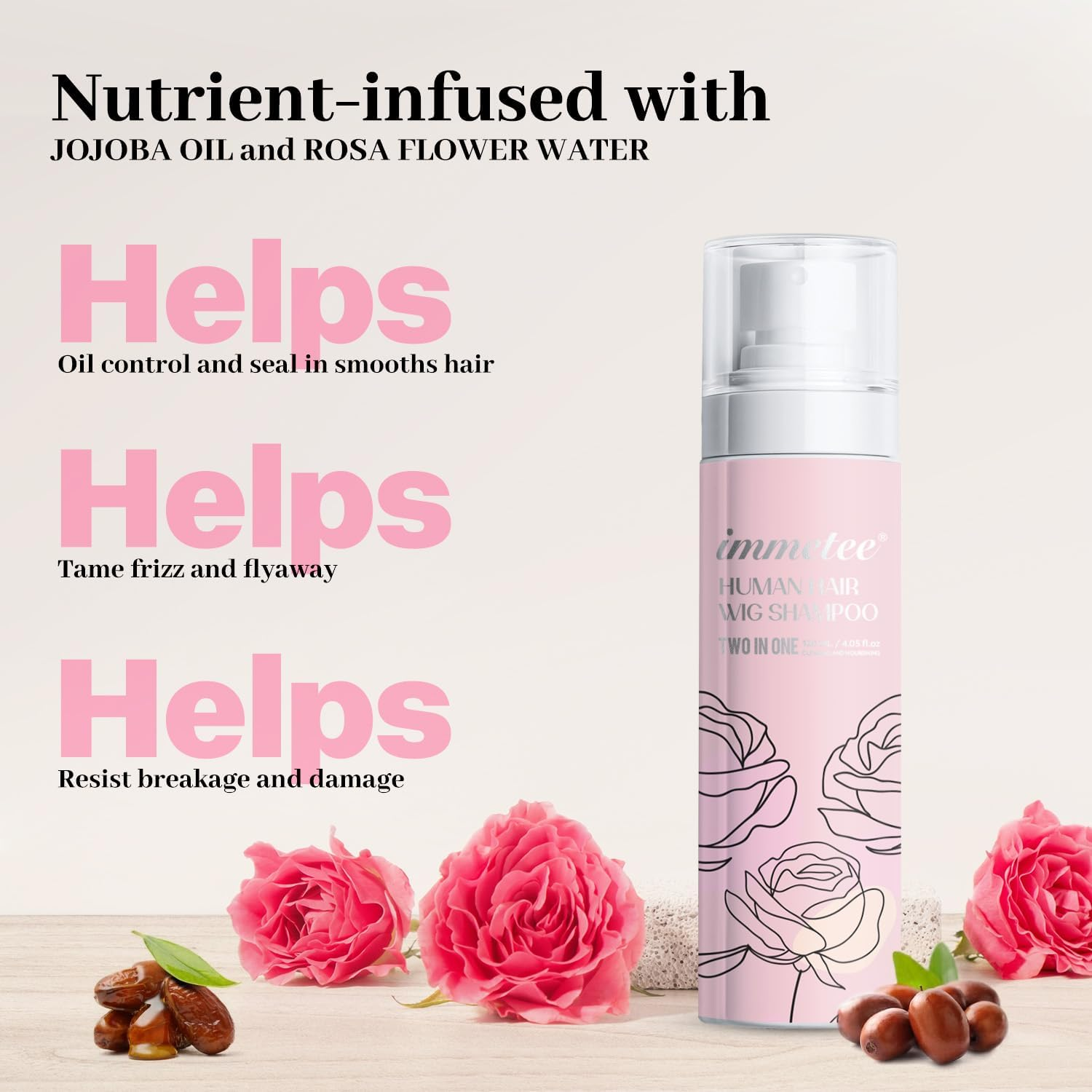 Immetee 2 in 1 Wig Shampoo and Wig Conditioner, Extend the Life of a Wig, Wig Shampoo.120Ml/4.05Fl.Oz (Natural Wigs) image number 1