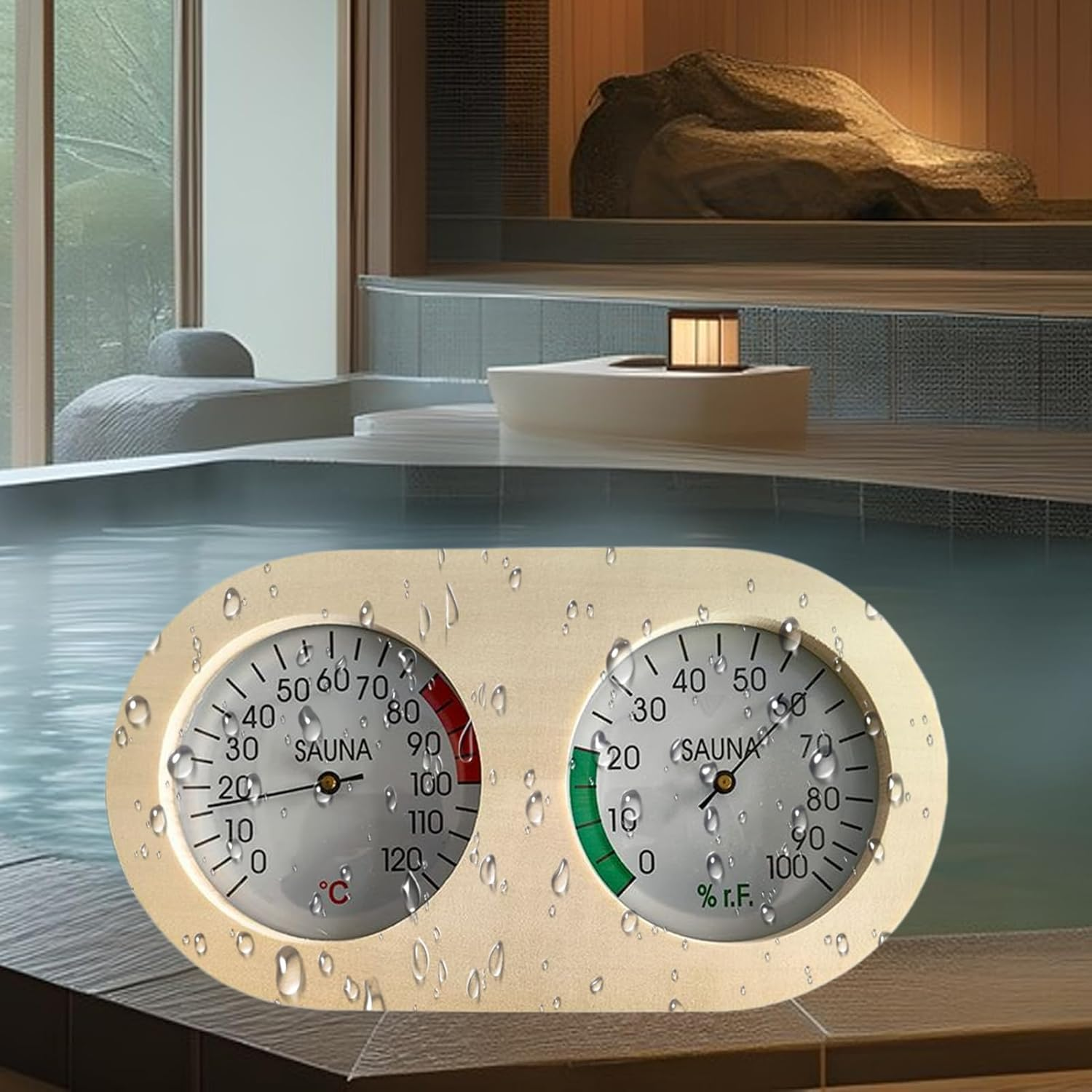 Humidity Temperature Meter - Indoor Sauna Temp Humidity Meter,Wood Portable Gauge Accurate Easy to Read for Bedroom Garden Porch Bathroom Basement House Patio Garage Apartment Kitchen image number 5