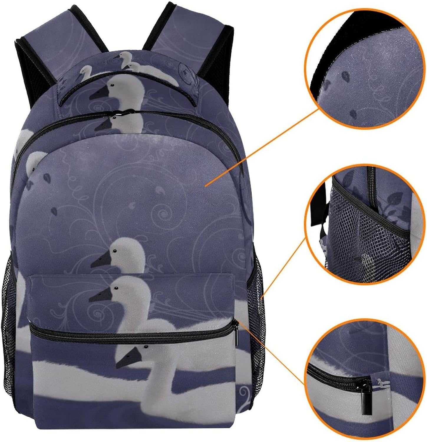 Swan River Pond Birds Backpack Students Shoulder Bags Travel Bag College School Tote Backpacks image number 1