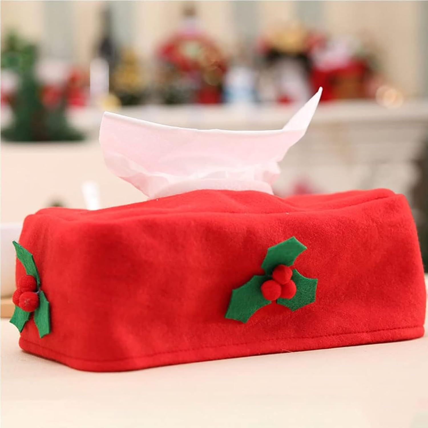 2 Pcs Christmas Tissue Box Cover, Holiday Rectangular Tissue Holder for Bathroom, Living Room, Tabletop Decor image number 2