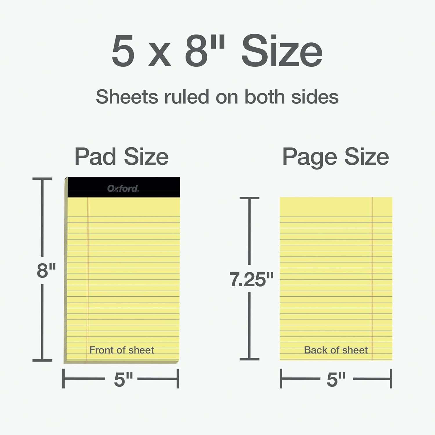 Oxford 5 X 8 Legal Pads, 12 Pack, Narrow Ruled, Yellow Paper, 50 Sheets per Writing Pad, Made in the USA (74017) image number 3