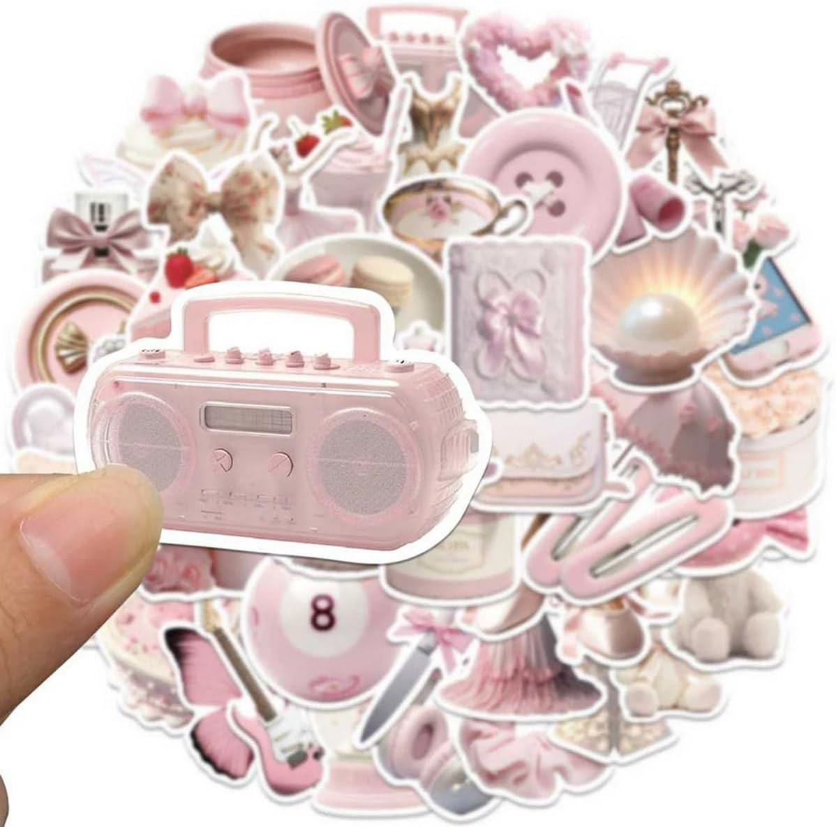 50Pcs Cute Pink Ballet Girl Stickers Decoration INS Style Graffiti Decals DIY Phone Case Luggage Guitar Aesthetic Sticker (Light Pink)