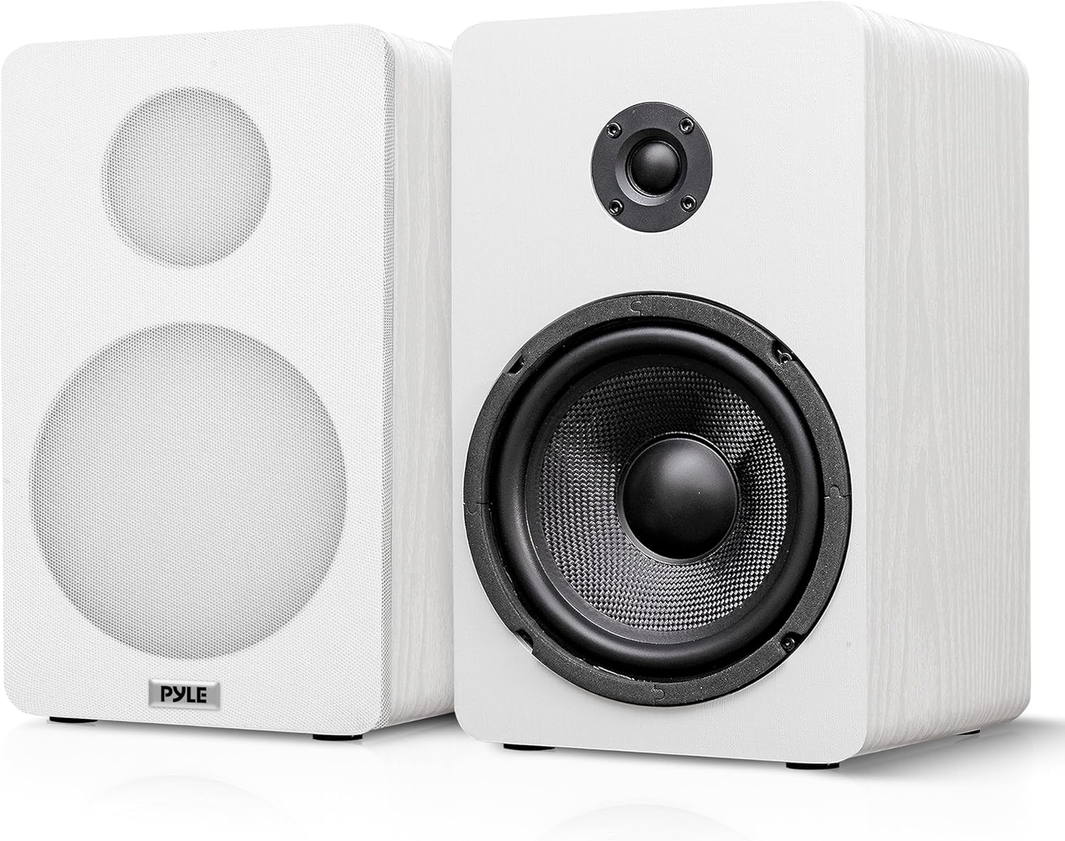 Pyle 6.5&Prime; Compact Wired Bookshelf Speakers (Pair), 2-Way Hi-Fi Home Theatre Speakers with Glass Fiber Woofer, 8-Ohm, White image number 6