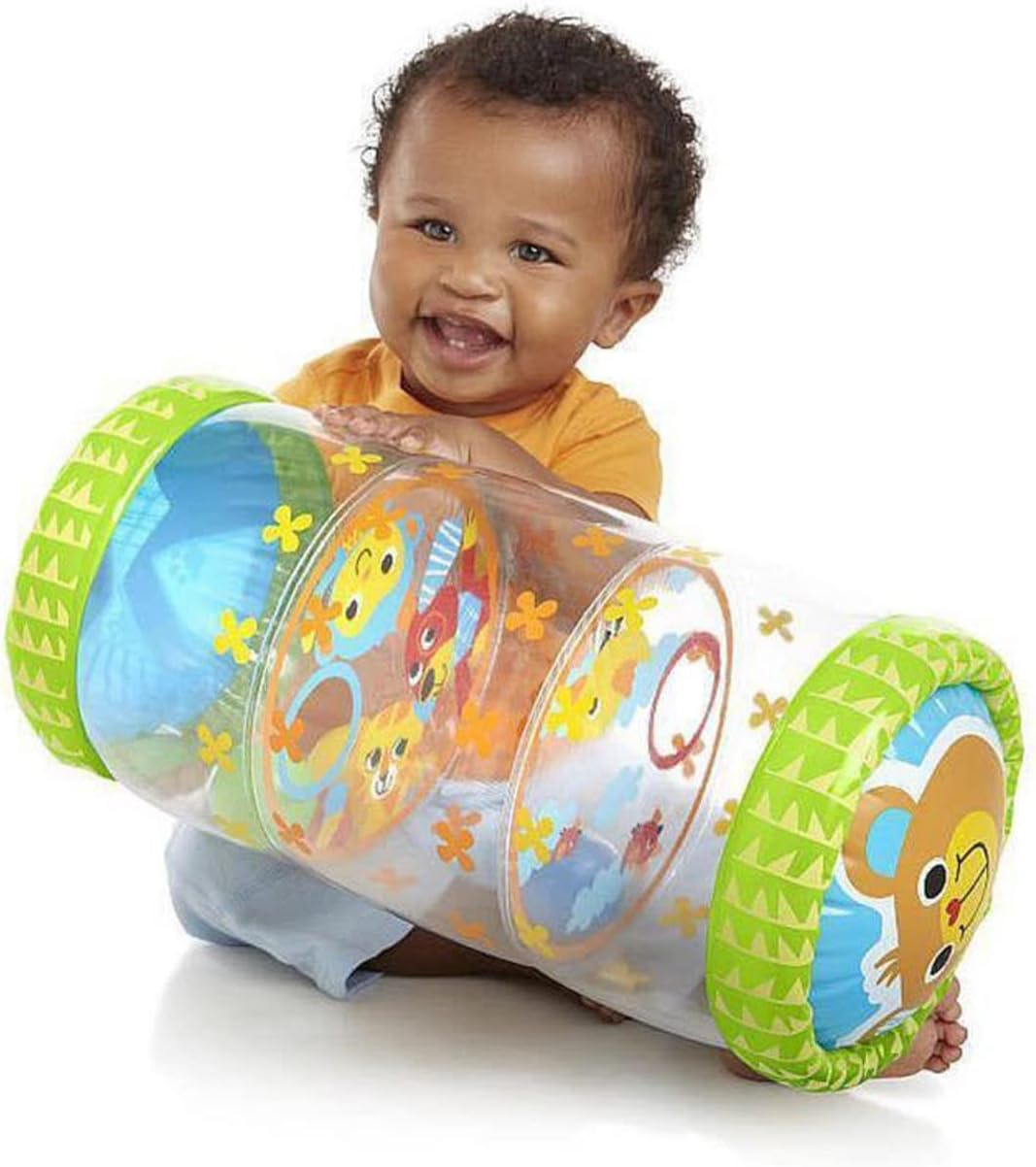 RIZGHWOY Baby Beginner Crawling Roller with Balls and Bells Nonleaking Inflatable Roller Toy for 3 Months to 3 Years Old Babies image number 6