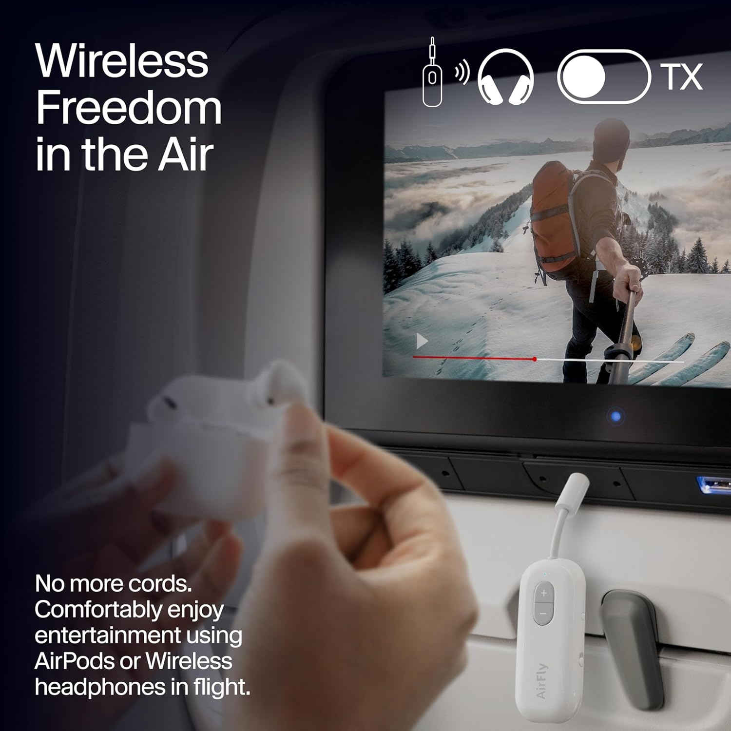 Twelve South 4353 Airfly SE | Wireless Transmitter/Receiver with Audio Sharing for up to 2 Airpods/Wireless Headphones to Any Audio Jack for Use on Airplanes, Boats or in Gym, Home, Auto image number 2