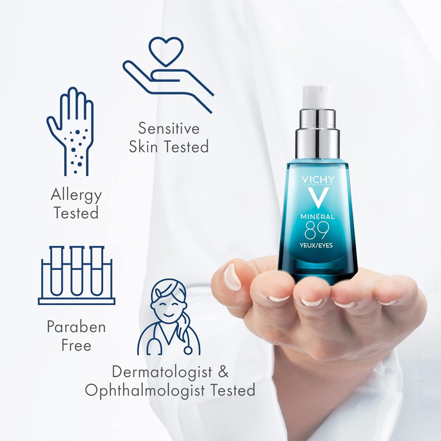 Vichy Mineral 89 Eyes Serum with Caffeine and Hyaluronic Acid, Moisturizing under Eye Cream Gel to Smooth Fine Lines and Hydrate Eye Area, Suitable for Sensitive Skin & Fragrance Free image number 5