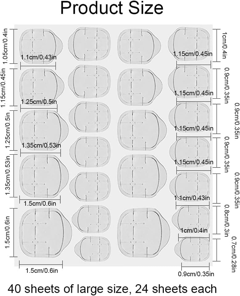 40 Sheets 960 Pieces Large Size Transparent Nail Adhesive Tabs, Breathable Double Sided Glue Nail Sticker, Acrylic False Nail Jelly Adhesive for Manicure Supplies, Yellow image number 4