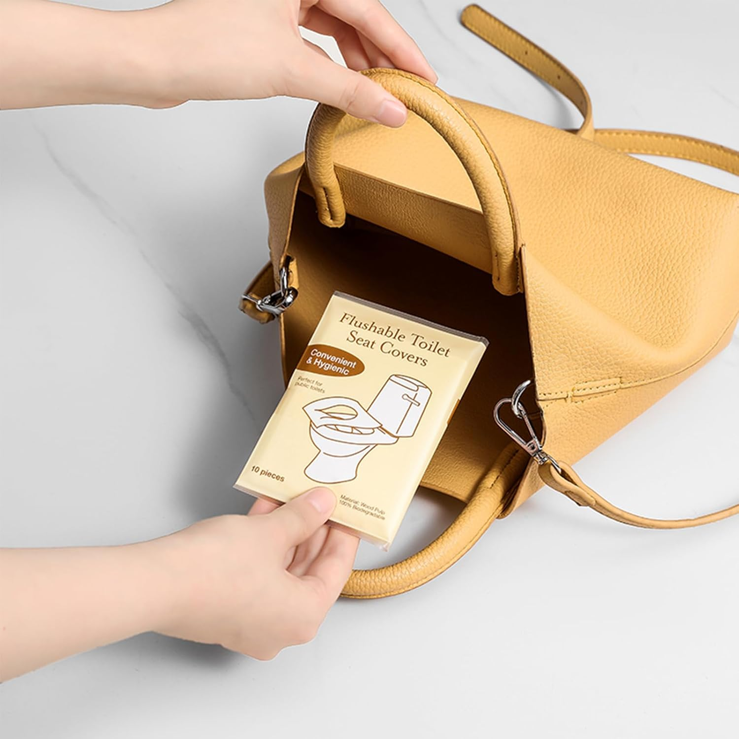 Tehttz 100Pcs Disposable Toilet Seat Covers, Disposable Paper Toilet Seat Cover Toilet Seat Liner Toilet Seat Mat for Public Restrooms, Airplane, Road Trips, Camping image number 1