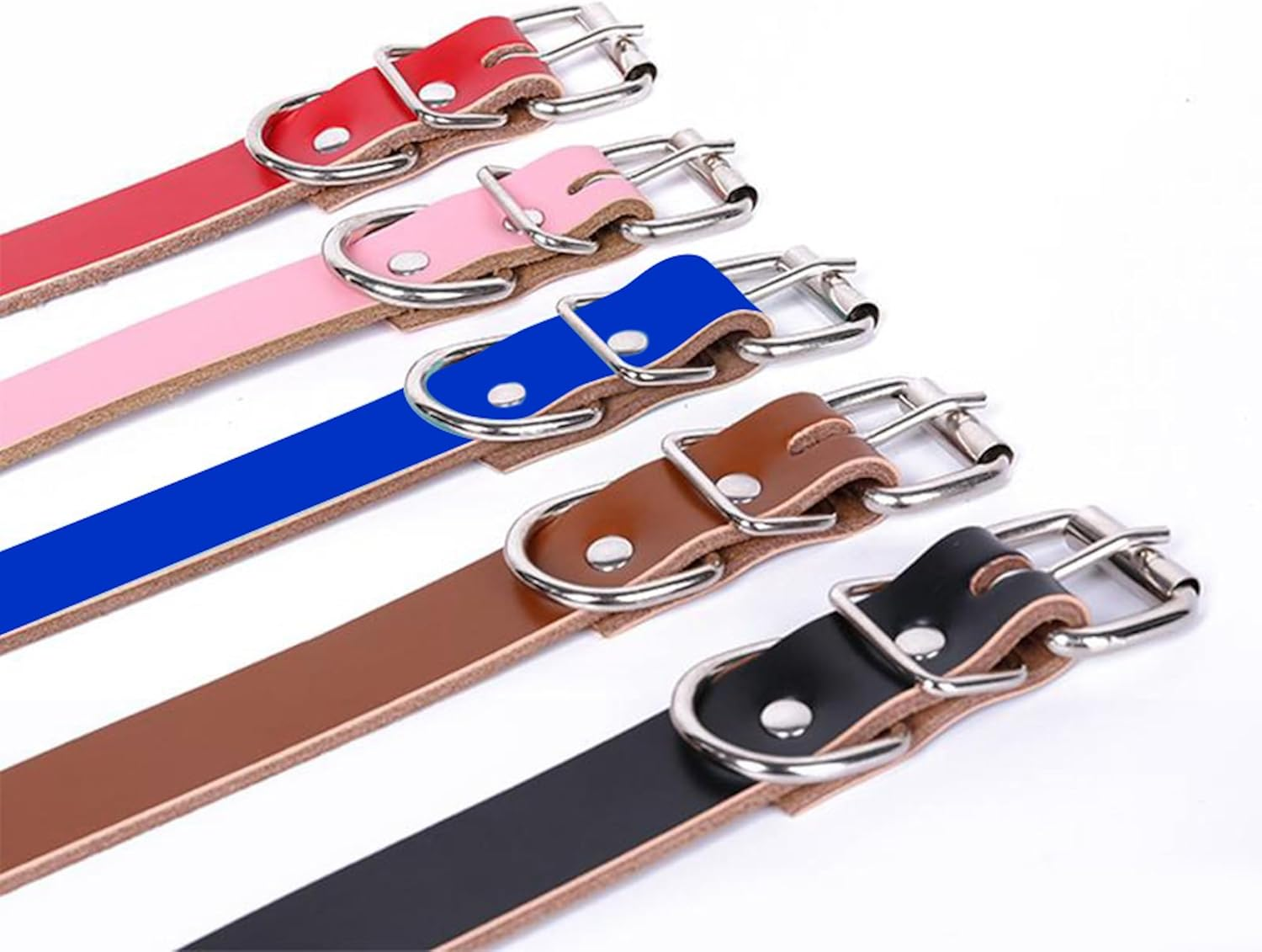Genuine Leather Dog Collar, Classic Soft Padded Stylish Breathable Pet Collar for Small Medium Large Dogs, Cat, and Puppy (Pink) (S) image number 2