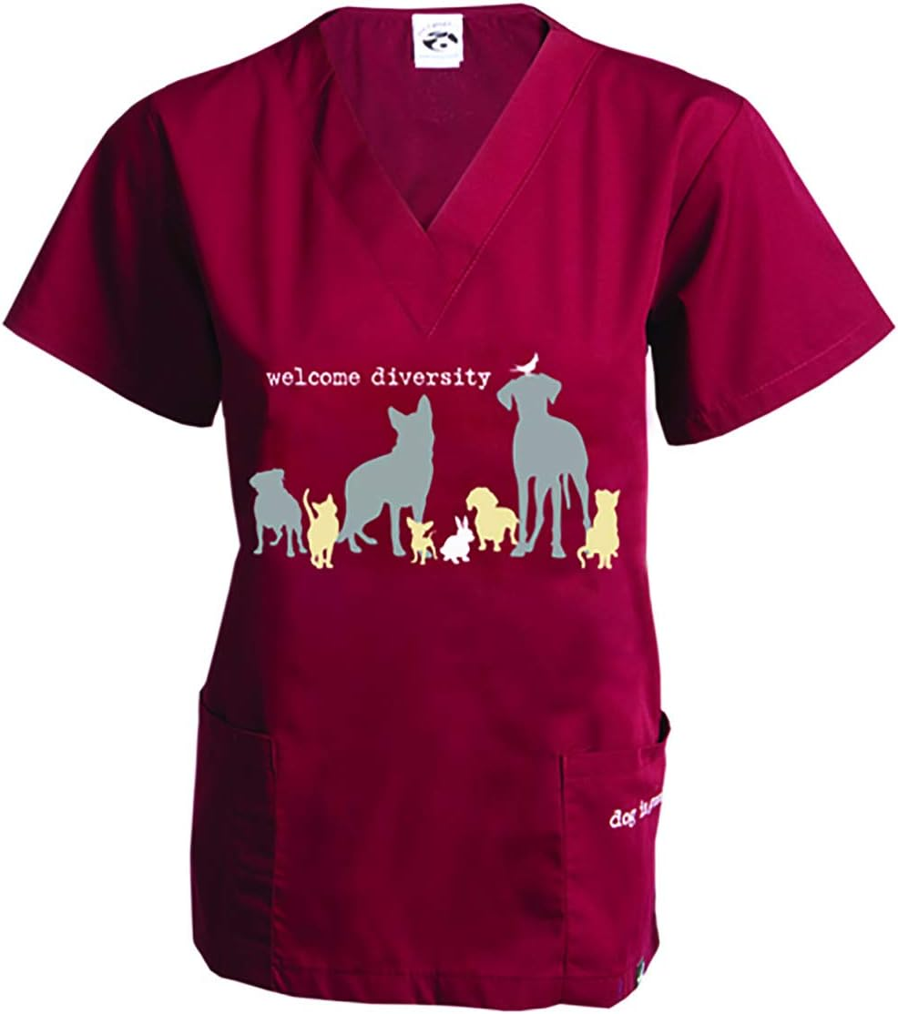 Dog Is Good Welcome Diversity Unisex Scrub Top - Great Dog Lovers