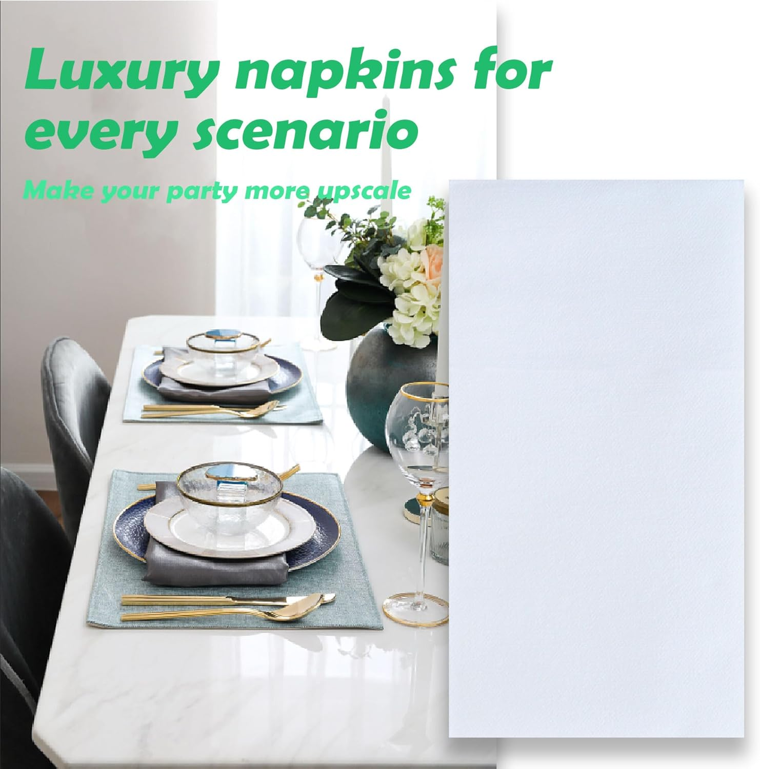 MBBUROYY Linen Feel Guest Towels Disposable Napkins Soft, Absorbent, Paper Hand Towels for Kitchen, Bathroom, Parties, Weddings, Dinners or Events (White, 100 Pack) - 200 Count image number 6