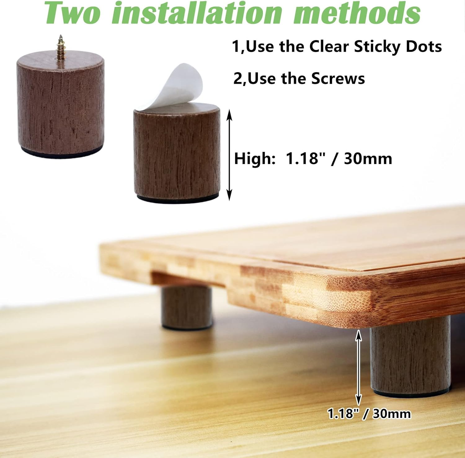 ANFU Cutting Board Feet, Walnut Chopping Board Feets, Non Slip Self Adhesive Butcher Block Legs with Screw (Not Included Boards) - Beige Short image number 4