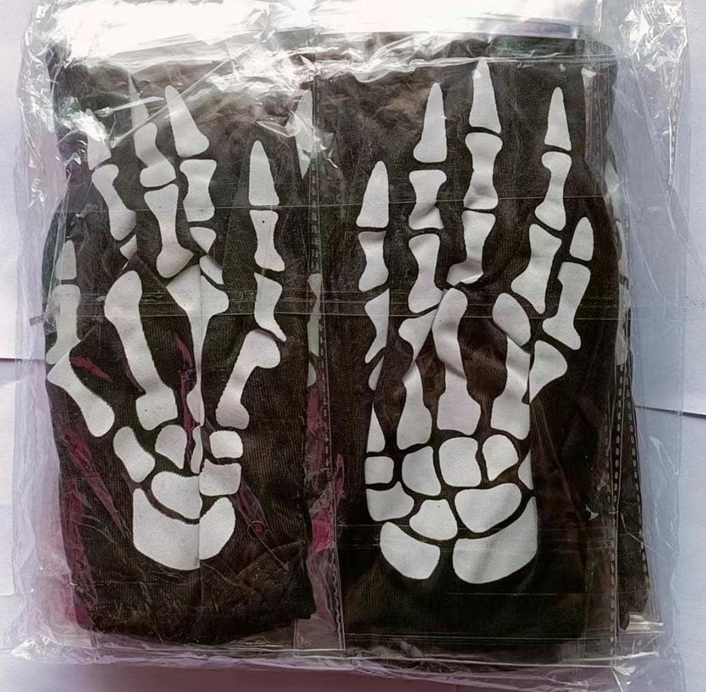 Skeleton Skull Finger Gloves and Skull Face Mask, Halloween Costume, for Halloween Festival