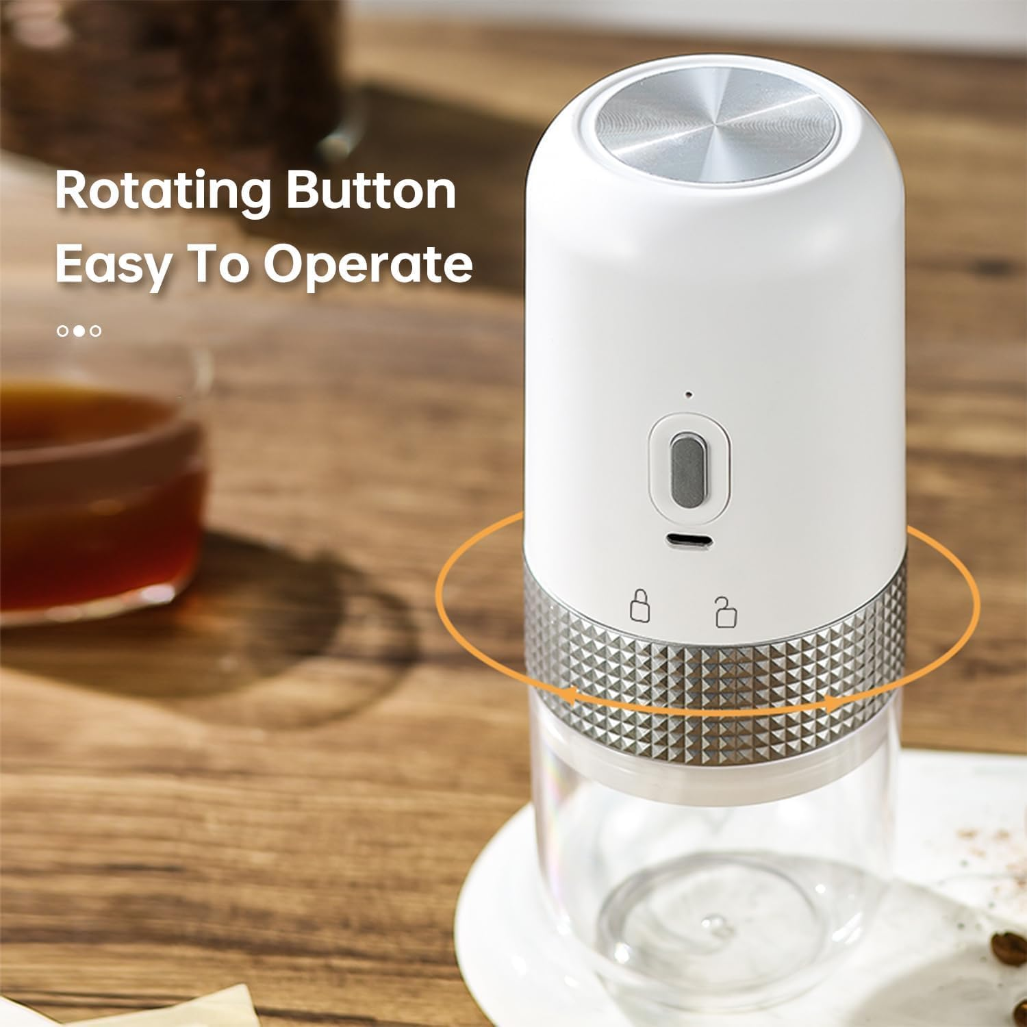 Electric Coffee Grinder - USB Rechargeable, 50G Capacity, Herb Grinder with Spoon, Multiple Grinding Settings for Beans, Spices - Home, Office, Travel, Shop Use image number 2