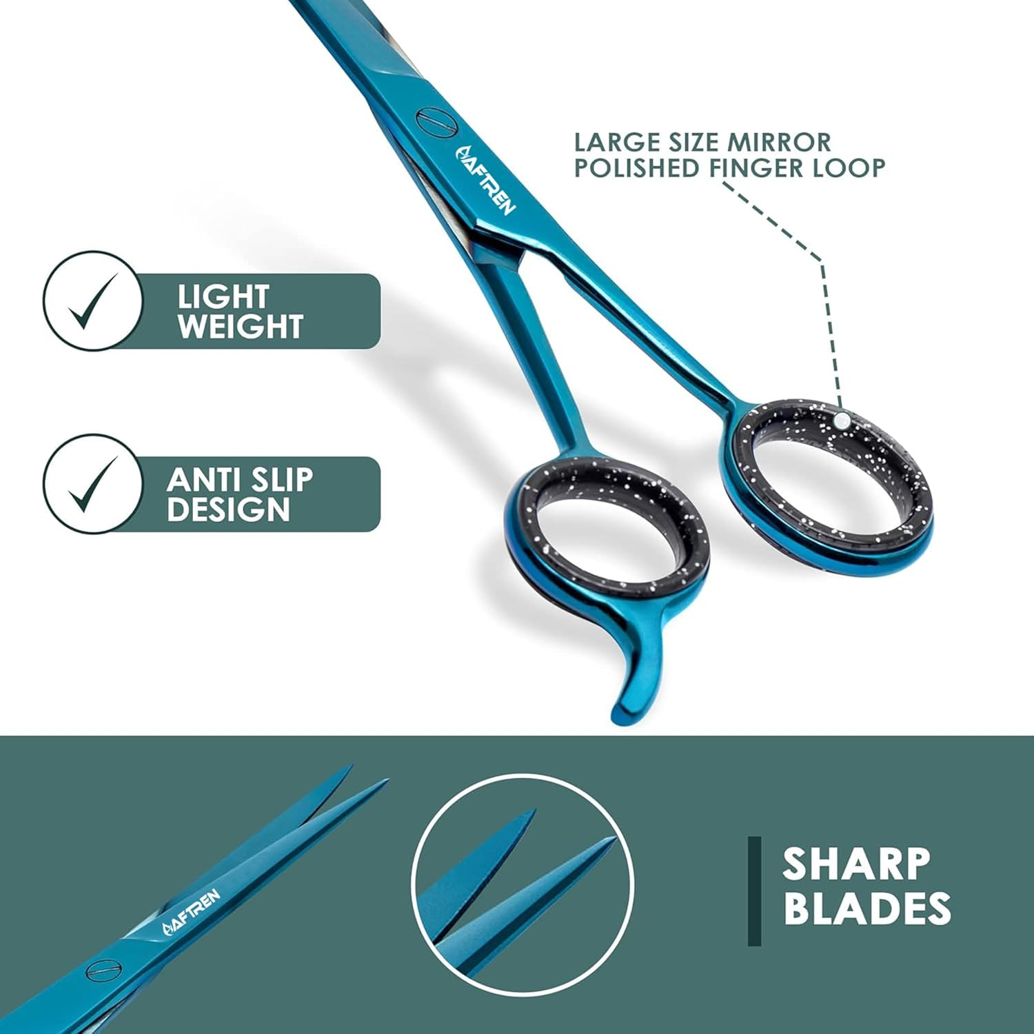 7.5 Inch Curved Dog Grooming Scissors with round Tips, Professional Pet Grooming Scissors J2 Stainless Steel for Dogs and Cats (Blue, 6.5 Inches) image number 4