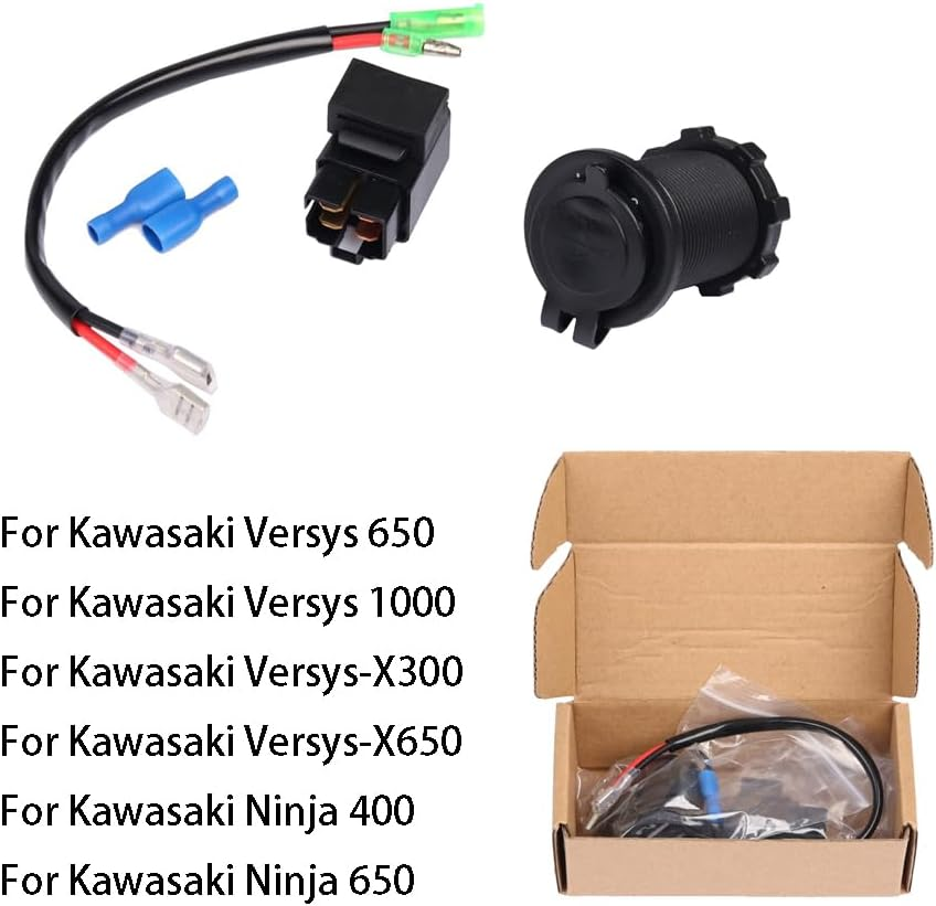 Motorcycle Dual USB Charger with Relay Battery Charger Compatible with Kawasaki Versys650 Versys1000 Ninja400 Ninja650 Versys 650 1000 X300 X650 Ninja 400 650 image number 3
