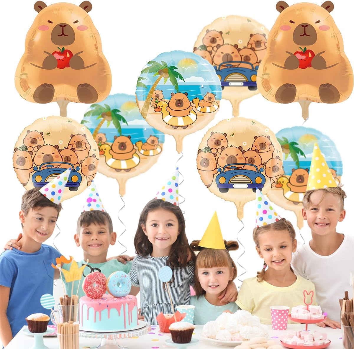 8Pcs Capybara Birthday Party Aluminum Foil Balloon, Capybara Birthday Baby Shower Party Supplies image number 5