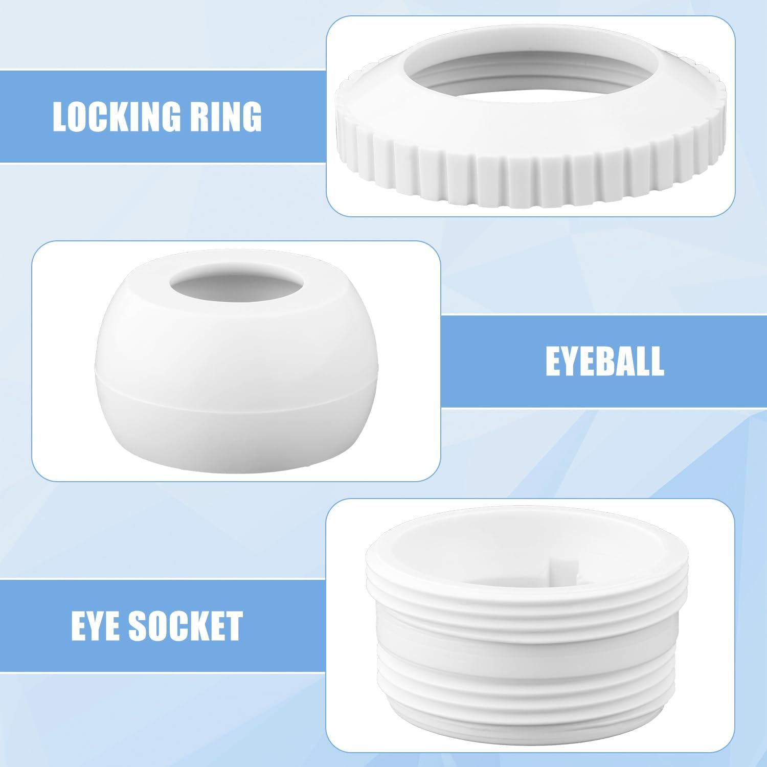 3Pcs Swimming Pool Return Jet, 3/4" Pool & Spa Replacement Parts with Adjustable 1/2" Swivel Eye Directional Flow Inlet Pool Jet Nozzles White Smooth Pool Return Fittings image number 3