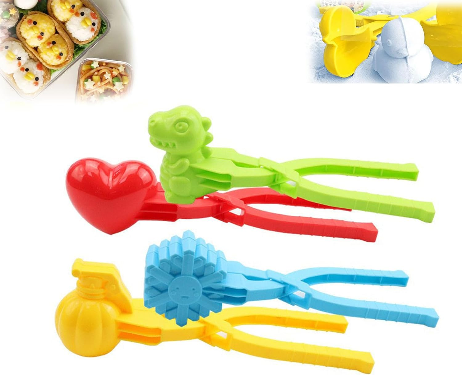 Duck Rice Mold, Rubber Duck Rice Mold, Rice Duck Mold, Rice Ball Mold, Animal Shapes Sushi Mold, Snowball Maker Toys, 4Pcs Cute Bear Duck Snowball Clip Snow Clay Ball Maker-4Pcs-06