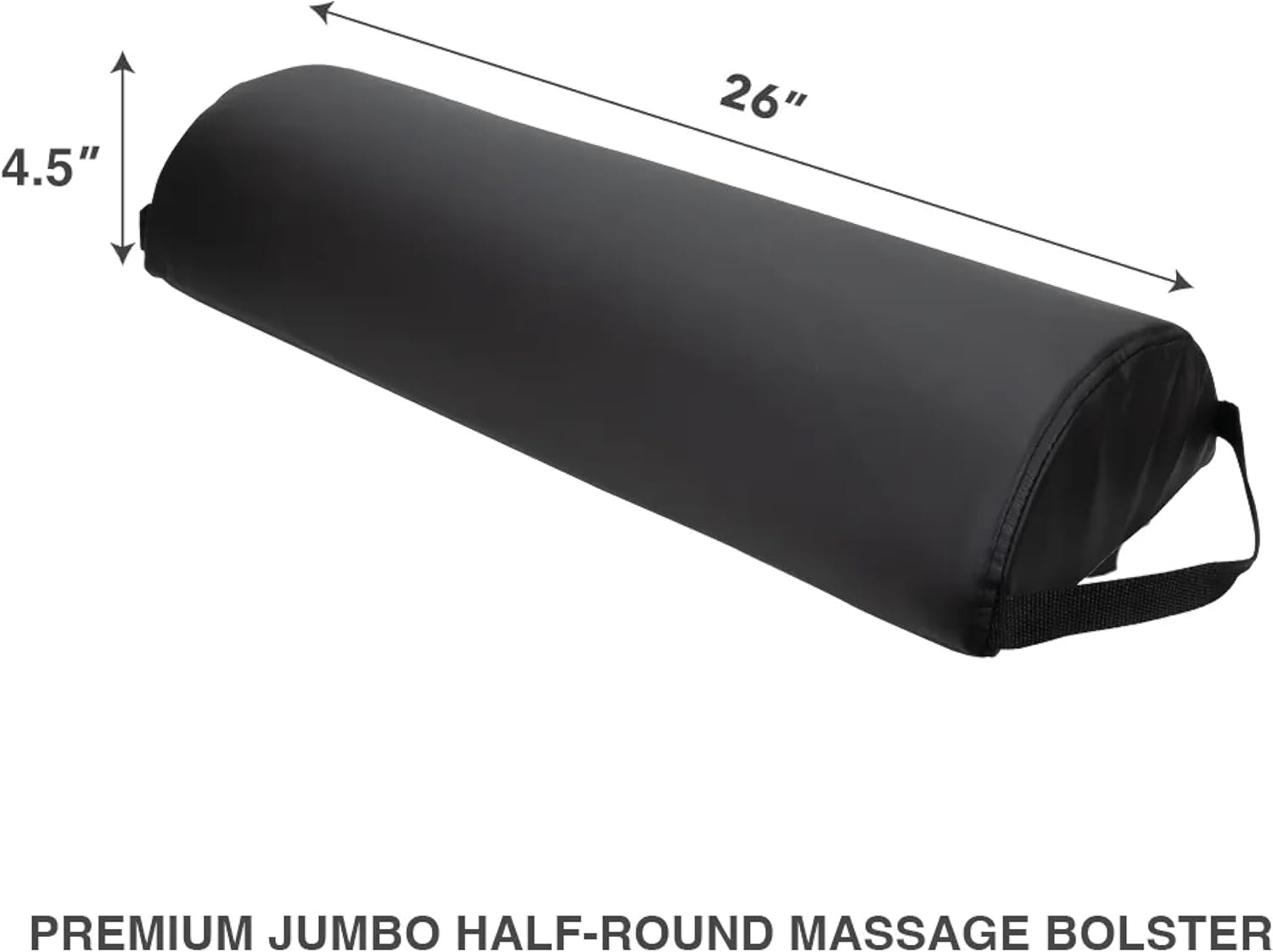 Forpro Premium Jumbo Half-Round Bolster Pillow for Massage and Yoga, Oil and Stain-Resistant, 9&rdquo;W X 4.5" H X 26&rdquo;L, Black, Black, 9&rdquo; W X 4.5" H X 26&rdquo; L image number 3