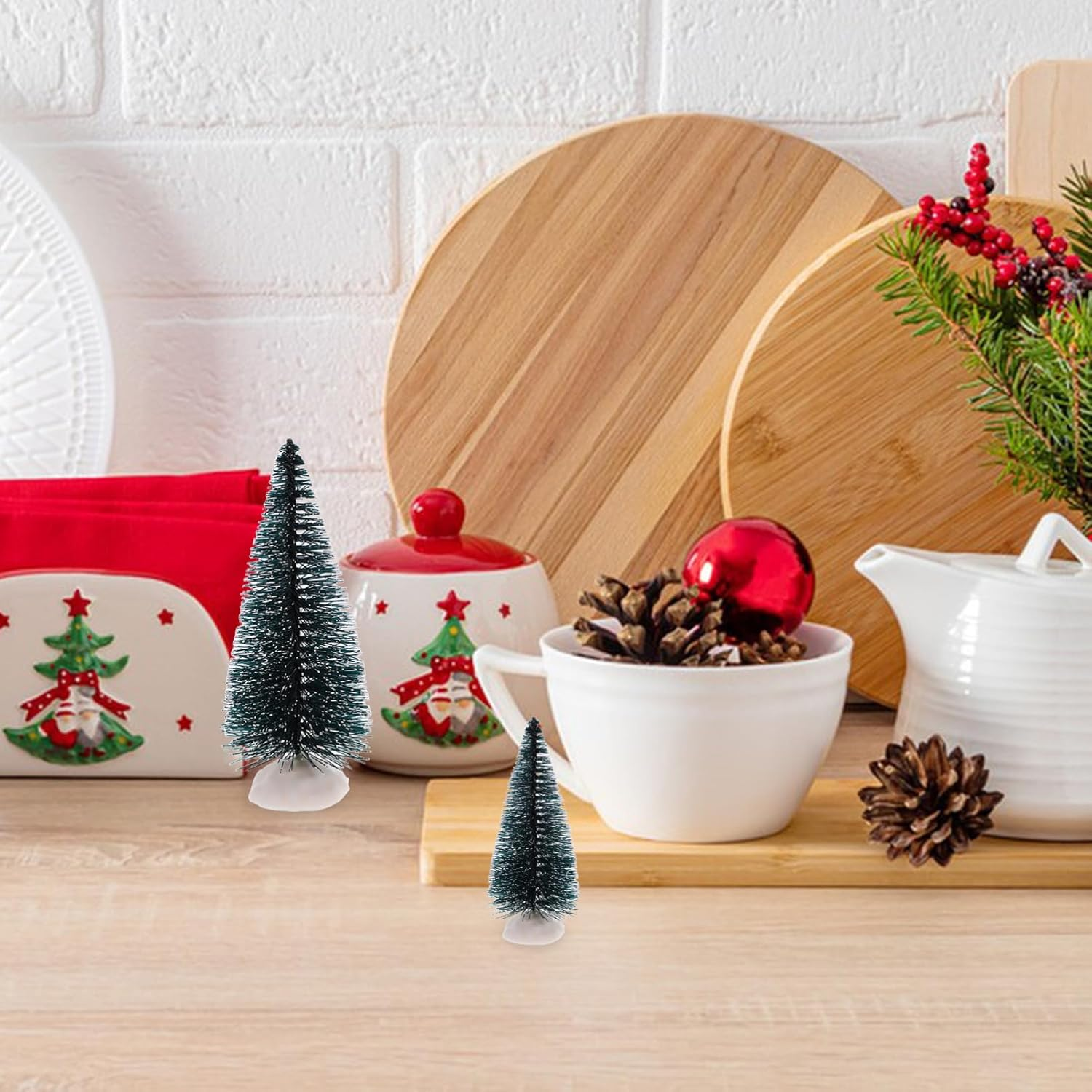 10Pcs Mini Artificial Christmas Tree Desktop Decorations for Xmas Party Home Table Decor Miniature Xmas Trees image number 2